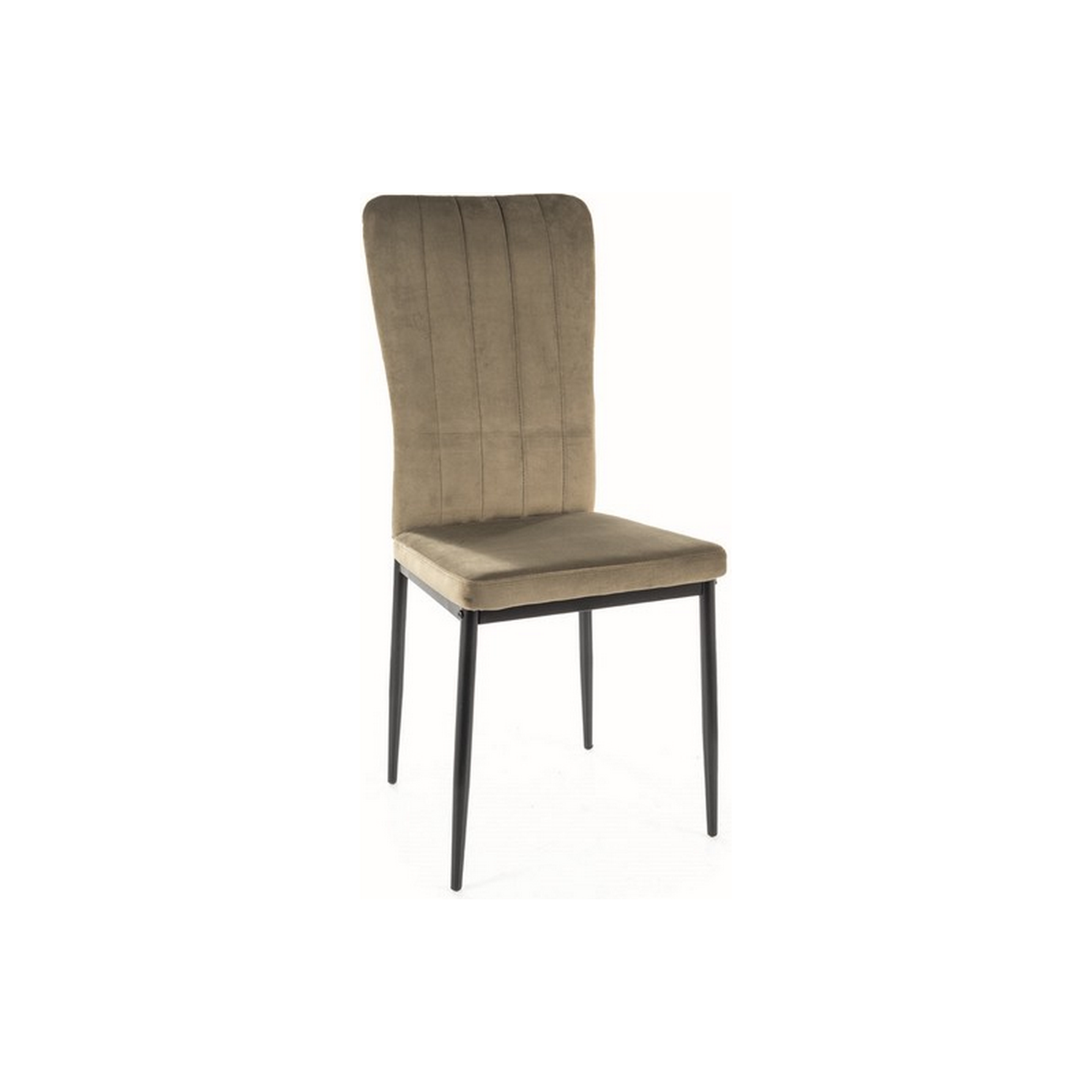 Scaun VIGO, stofa catifelata verde olive, crom/negru mat, 44x38x97 cm