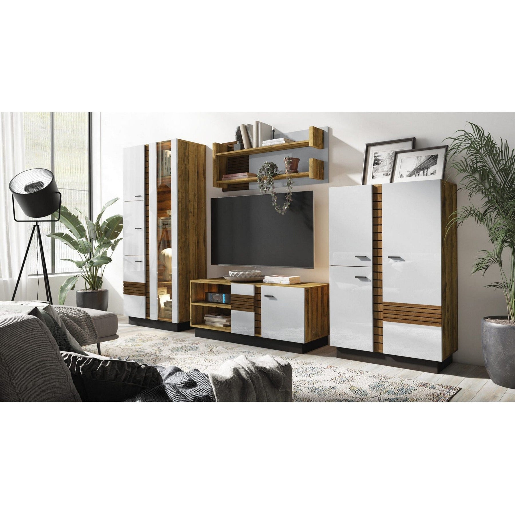 Set living VAL GARDENA A, nuc inchis/crem, PAL, 302 cm