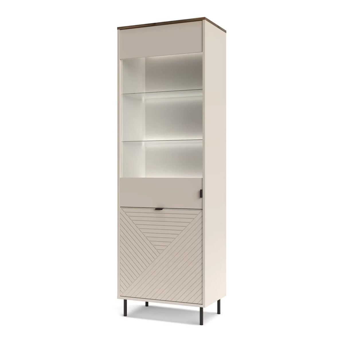 Vitrina living EVO, casmir, PAL laminat, cu iluminare LED, 64x40x195 cm