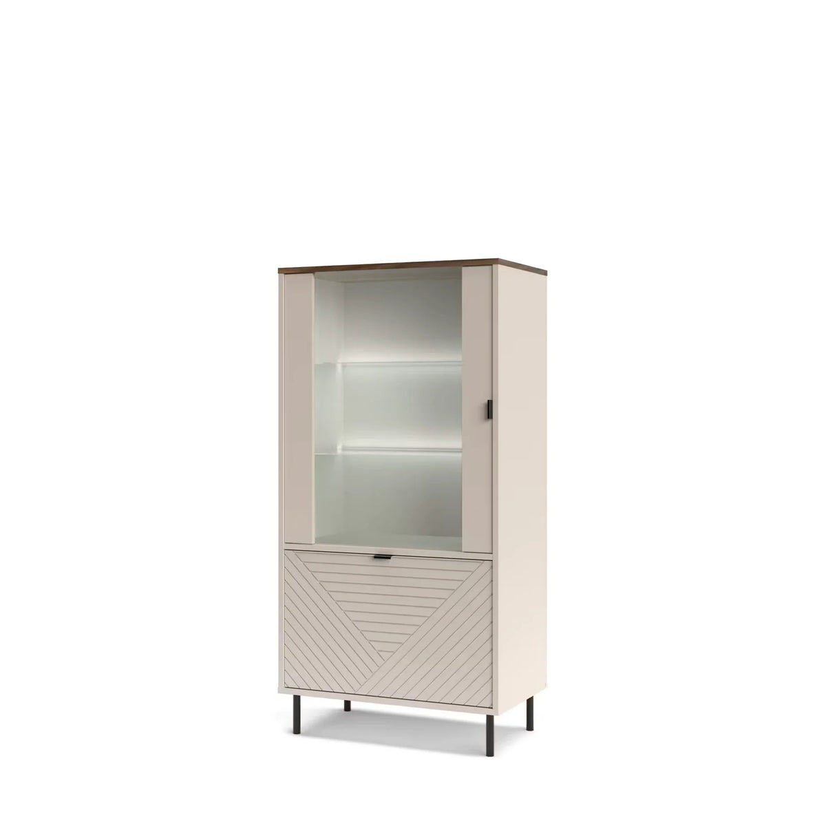 Vitrina living EVO, casmir, PAL laminat, cu iluminare LED, 69x40x136 cm