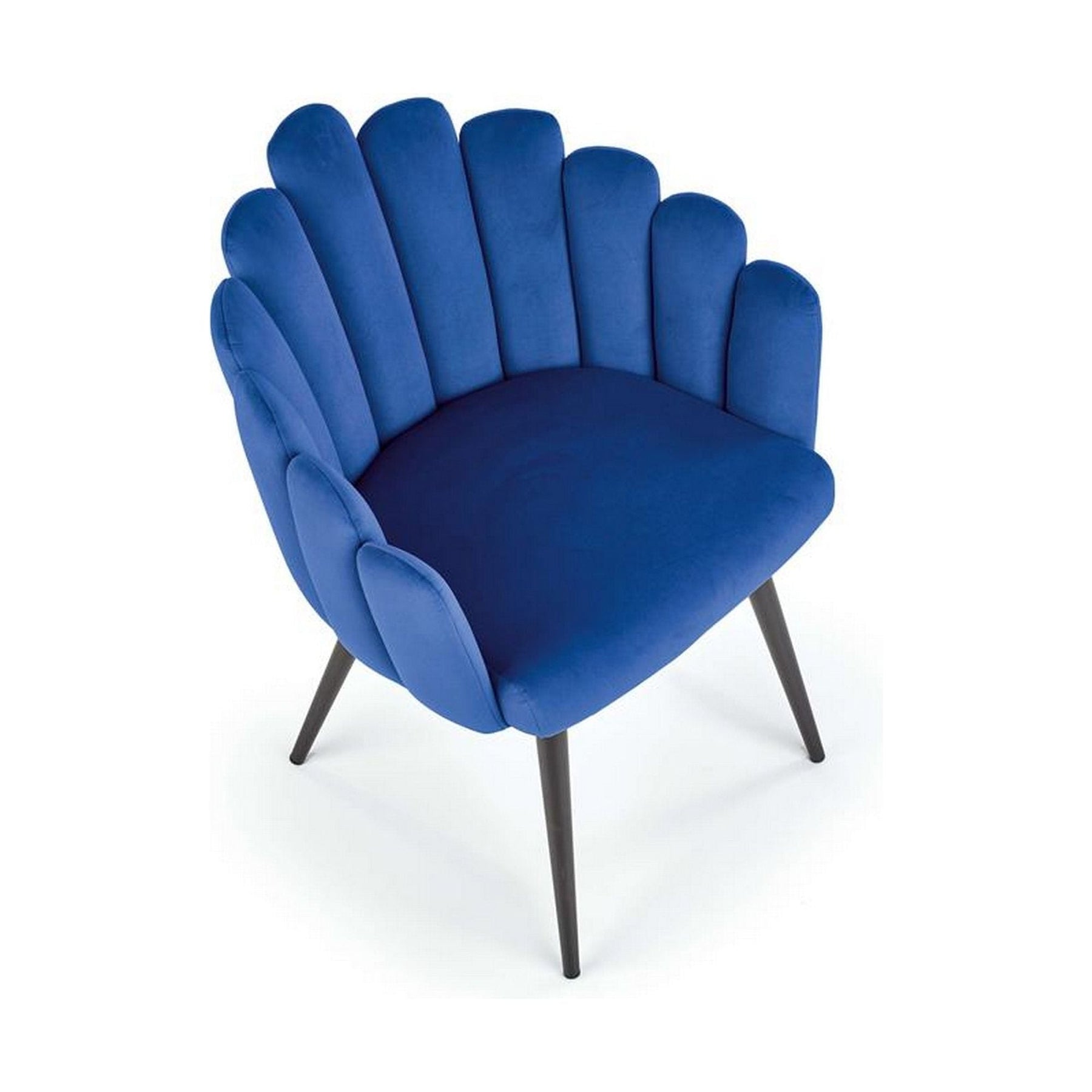 Scaun tapitat K410, albastru, stofa catifelata, 65x62x85 cm