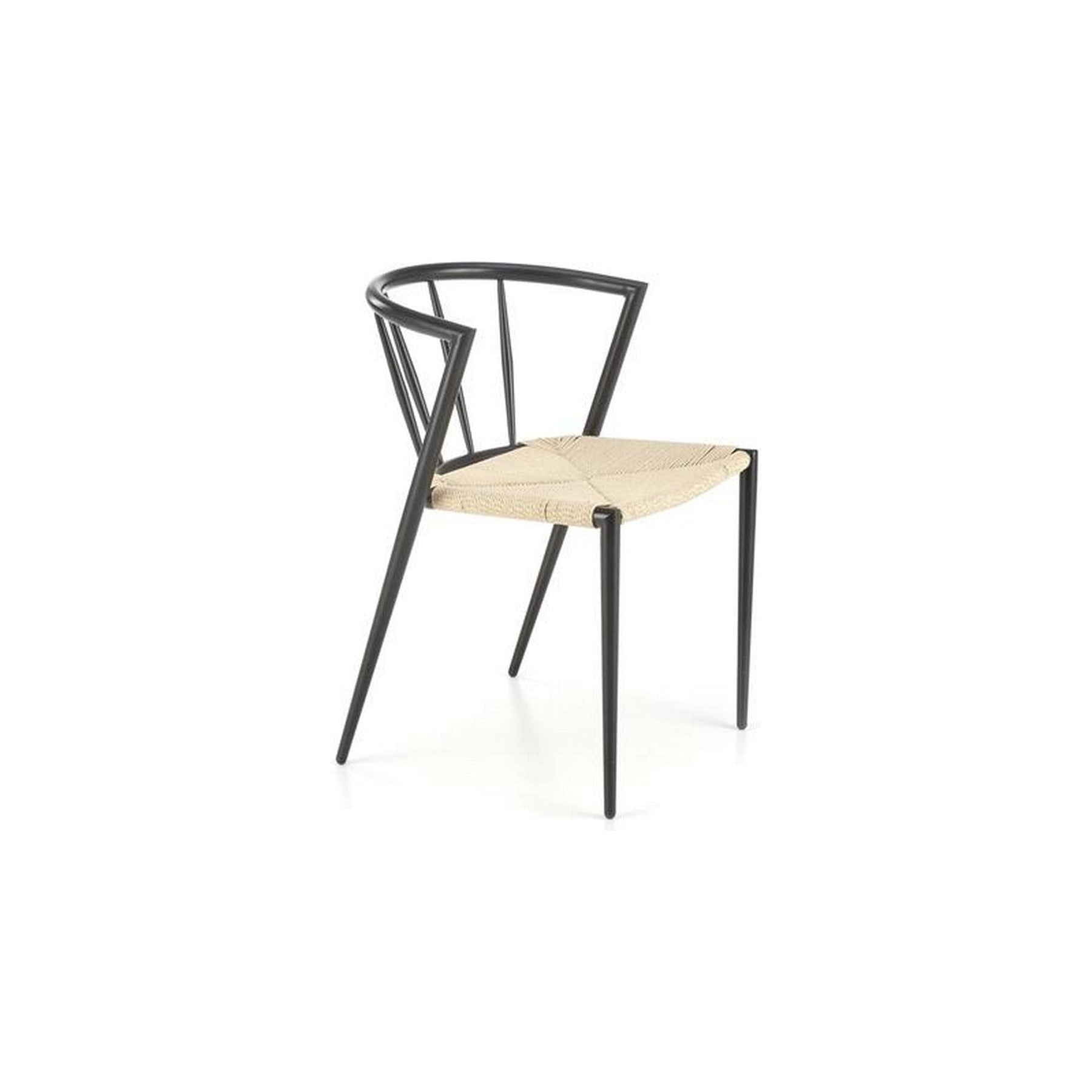 Scaun K515, negru/natural, sfoara/otel, 51x52x72 cm