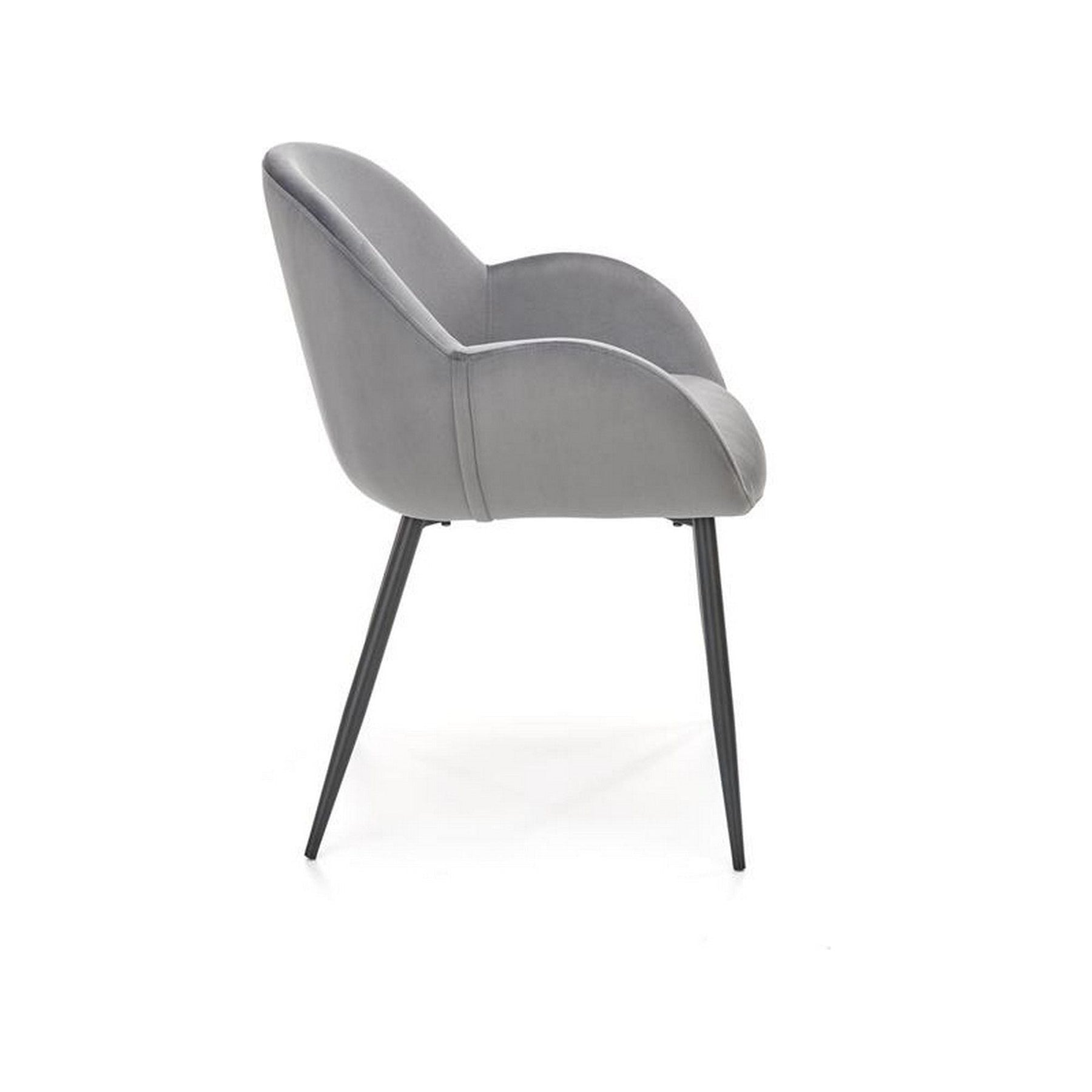 Scaun K480, stofa catifelata gri, 59x59x79 cm