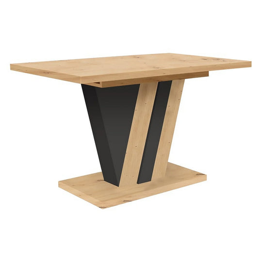 Masa extensibila ZATAR, stejar artisan/negru, PAL laminat, 125/170x75x76 cm