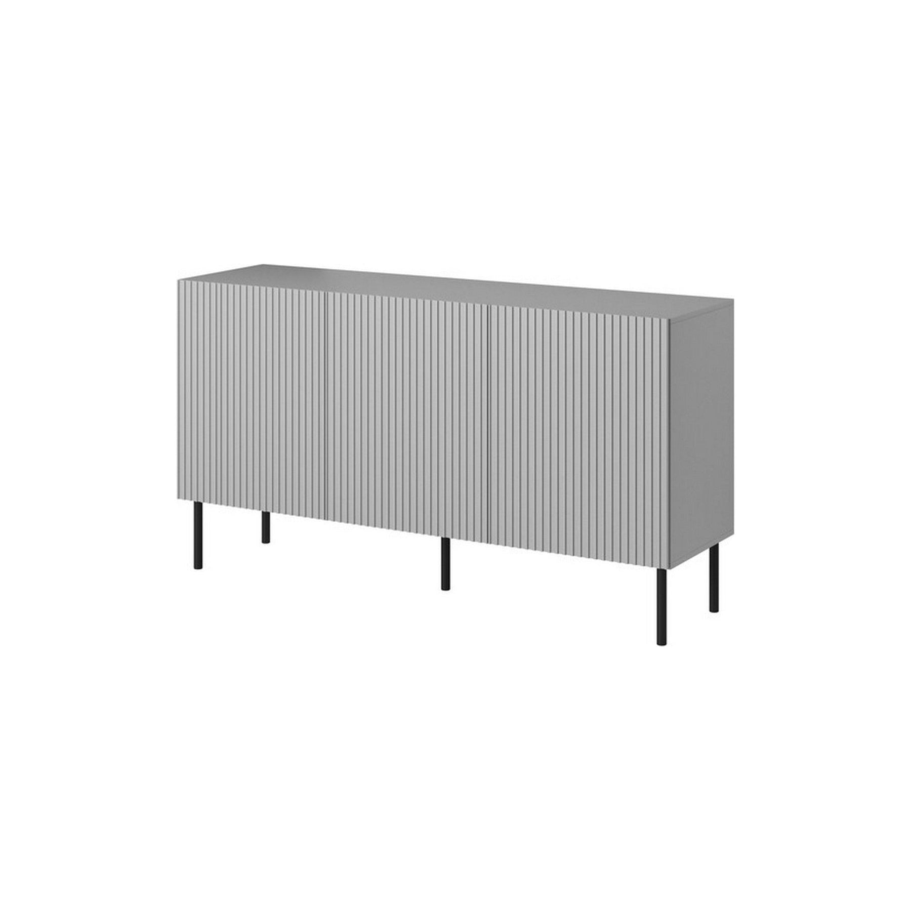 Comoda ASENSIO, gri mat/negru, PAL laminat, 150X42X81 cm