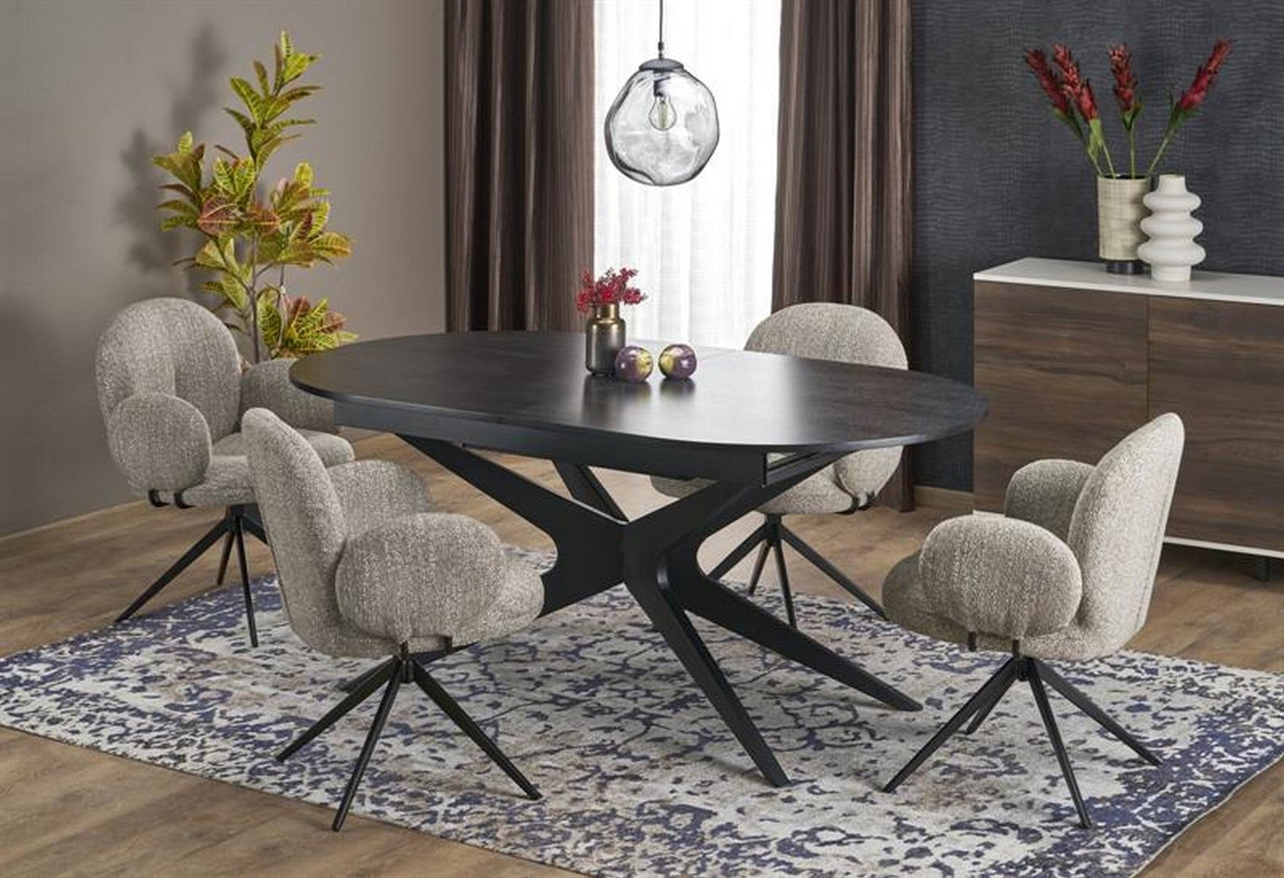 Masa extensibila SANDRO, negru, 180/240x100x76 cm