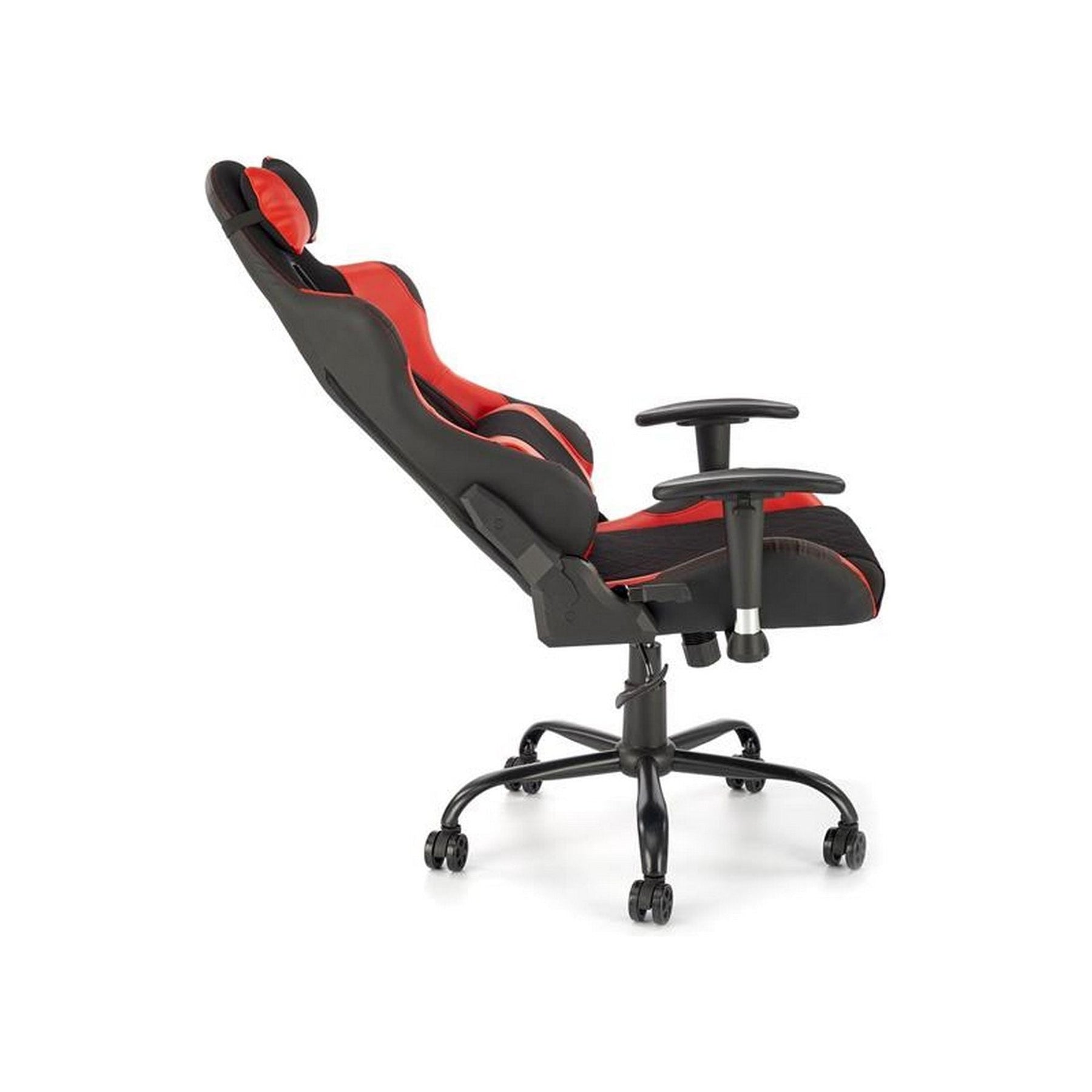 Scaun gaming DRAKE, rosu/negru, stofa, mecanism TILT, 69x62x127 cm