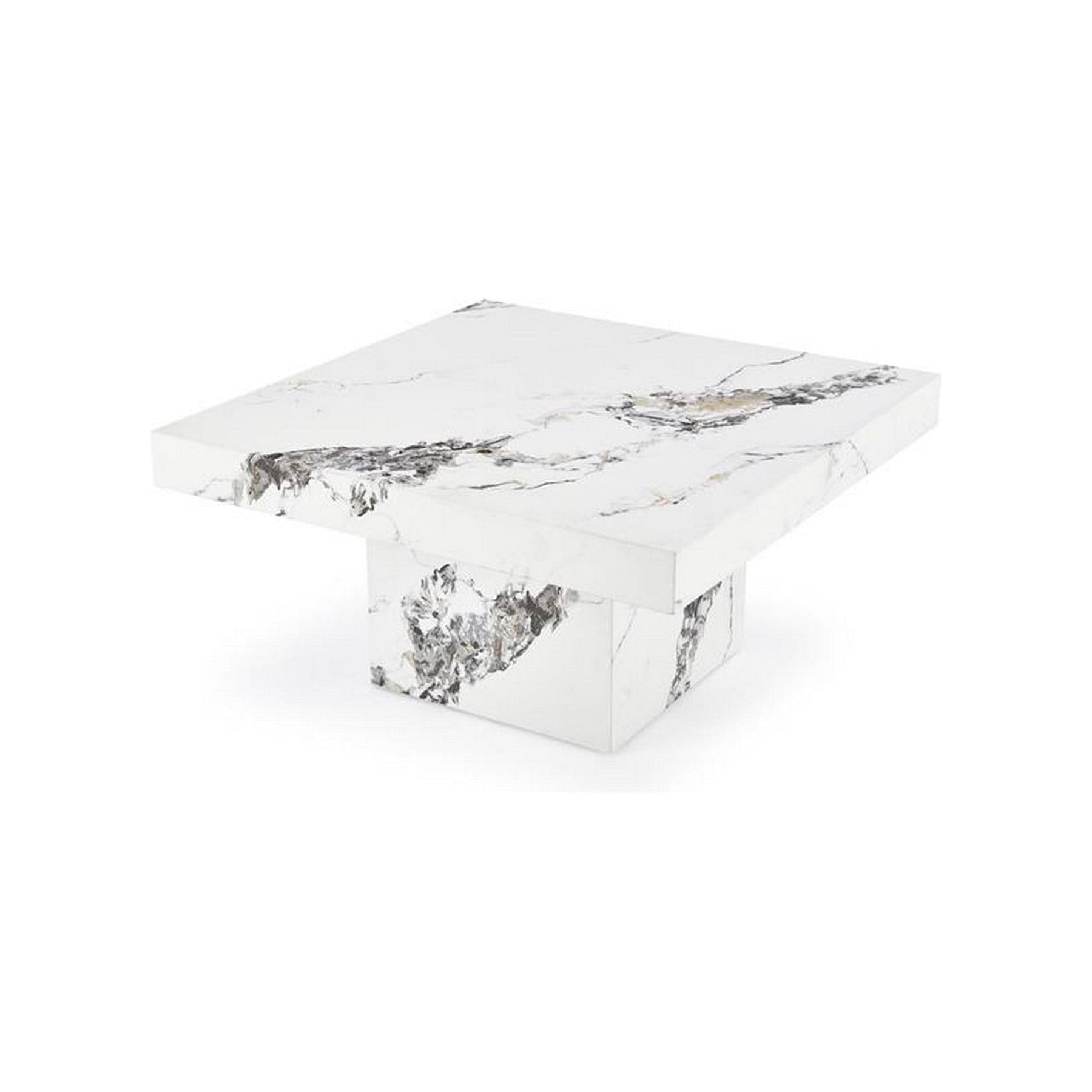 Masuta de cafea MONOLIT, marmura alba furniruit, 80x41 cm