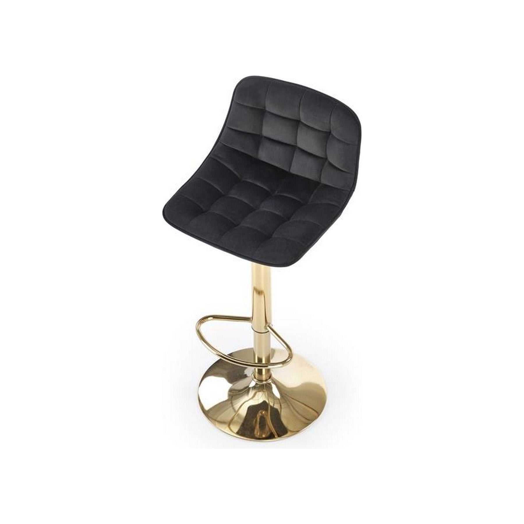 Scaun de bar H120, negru/auriu, stofa catifelata, 43x44x84 cm