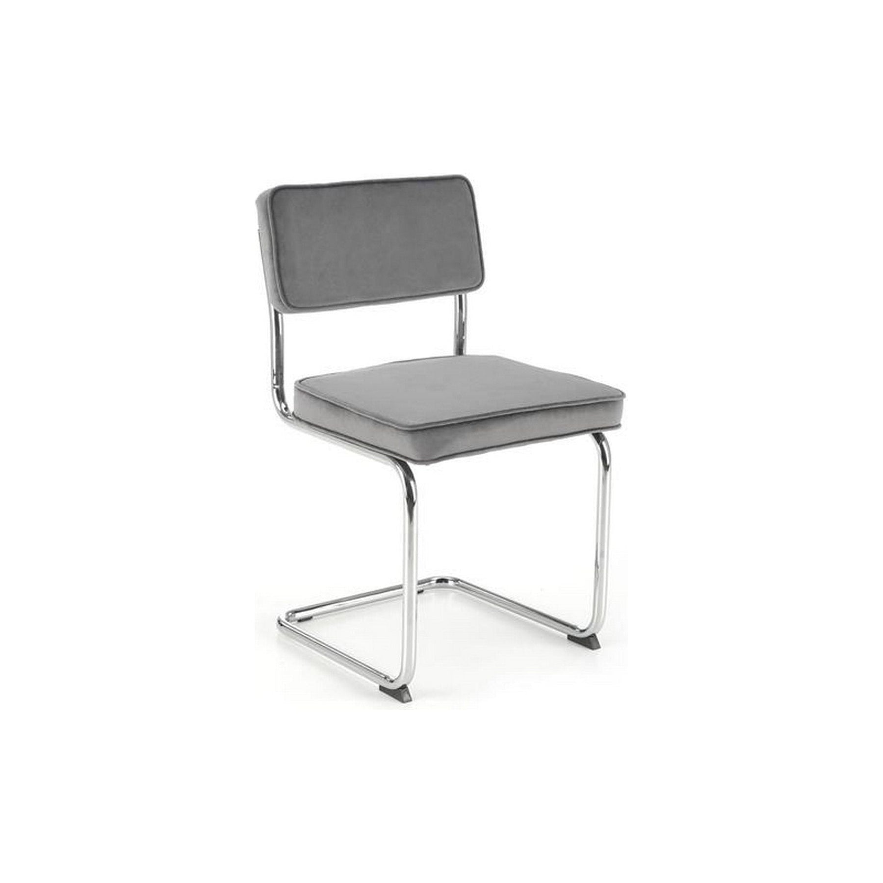 Scaun tapitat K510, gri, stofa catifelata/otel cromat, 49x55x85 cm