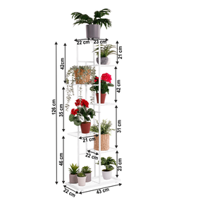 Suport pentru flori BAMIR TIP 2, alb, metal, 43x22x126 cm