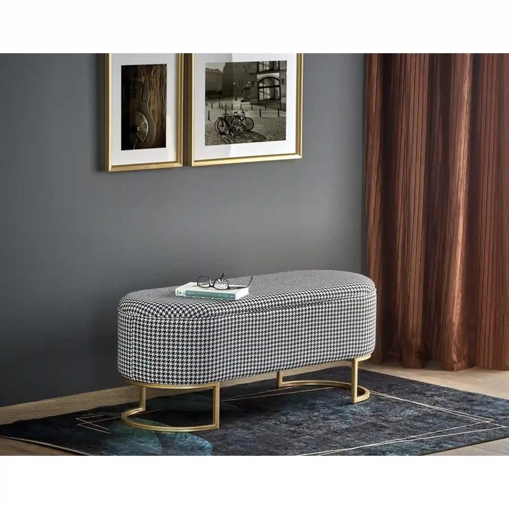 Bancheta HOUSTON OCN-38269, negru/alb/auriu