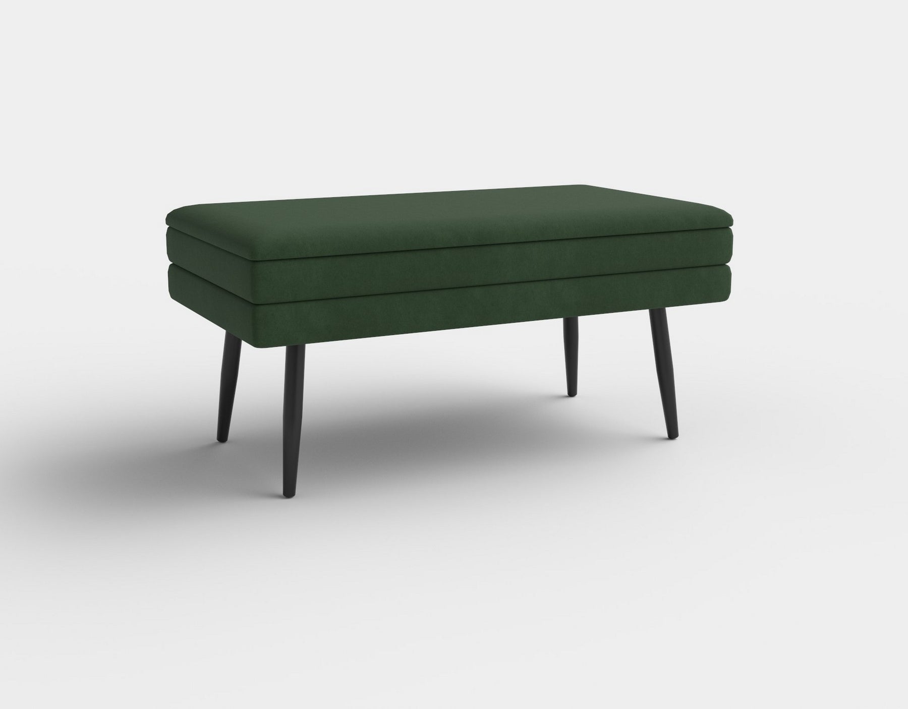 Bancuta VELVA, verde/negru, stofa catifelata/metal, cu spatiu pentru depozitare, 78x35x40 cm