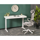 Birou B52, alb, sticla/metal, cu functie de reglare a inaltimii, 120x60x77/120 cm