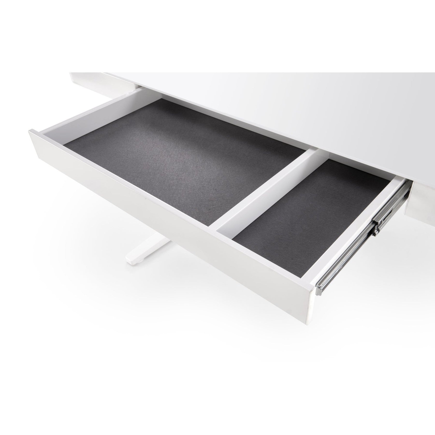 Birou B52, alb, sticla/metal, cu functie de reglare a inaltimii, 120x60x77/120 cm