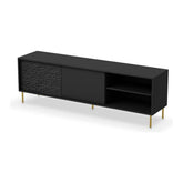 Comoda TV BULLET, negru/auriu, PAL laminat, 180X41X58 cm