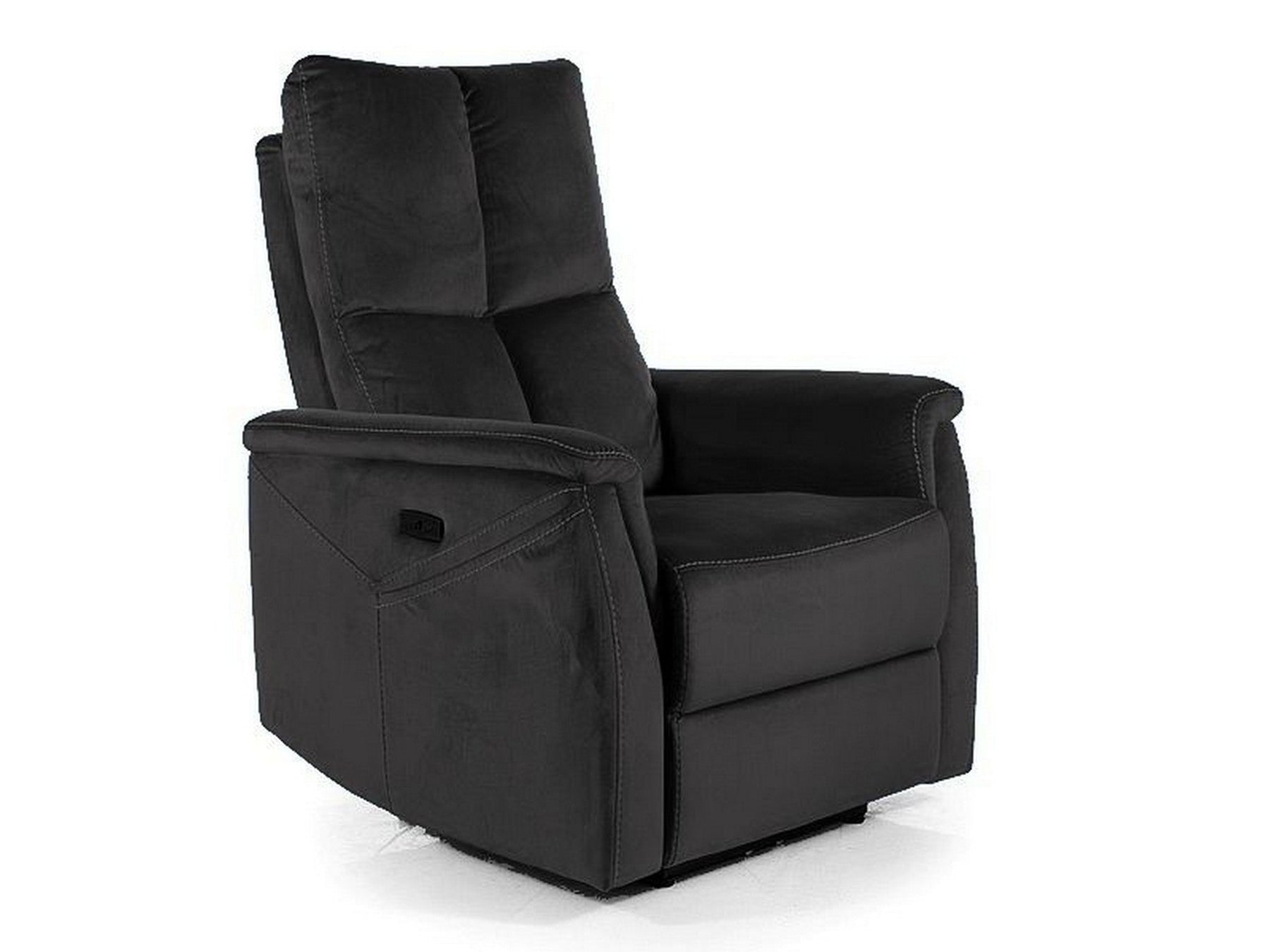 Fotoliu recliner cu functie de masaj NEPTUN M, stofa catifelata negru - Bluvel 19, 76x94/160x96 cm