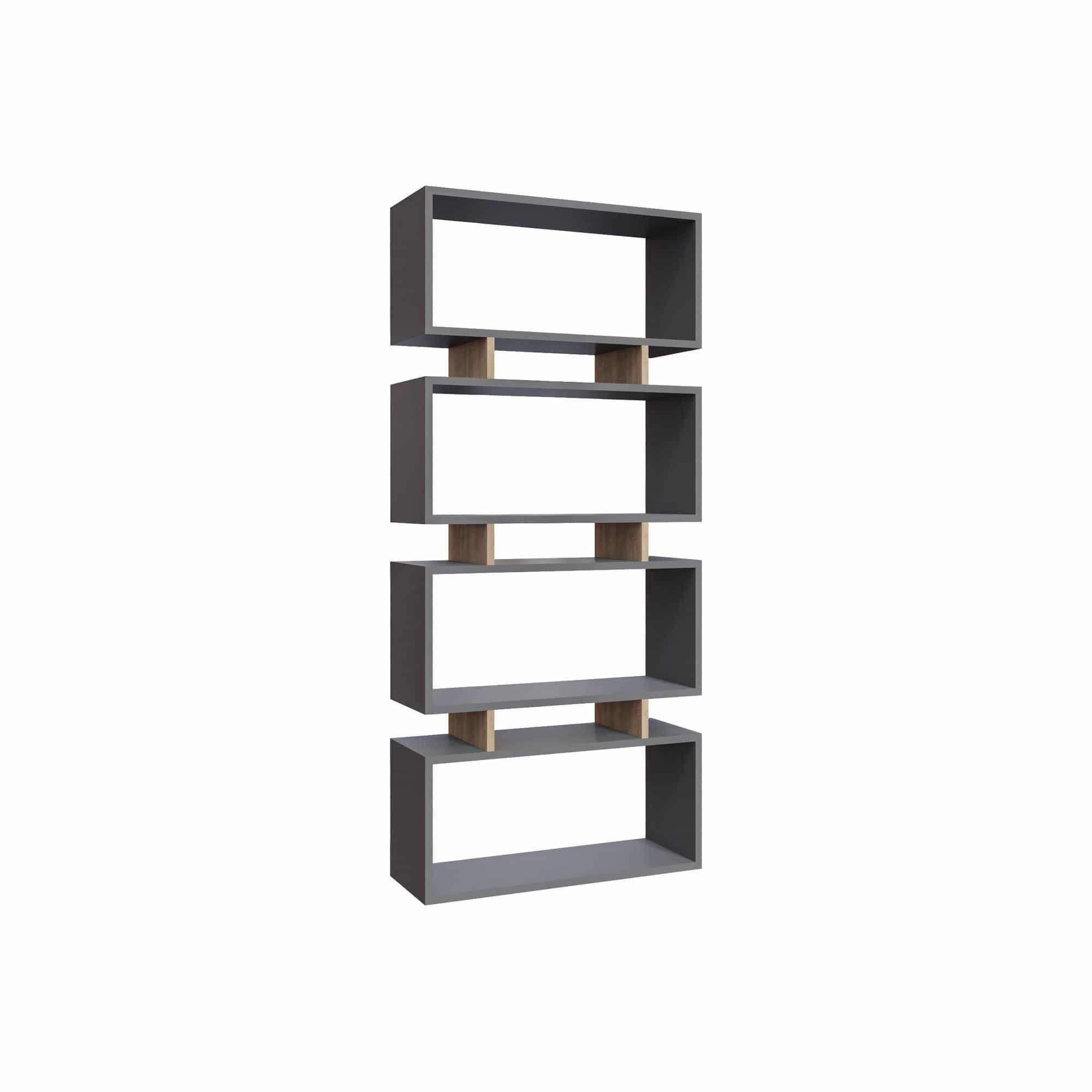 Biblioteca AMSTERDAM OCN-34646, gri antracit/stejar
