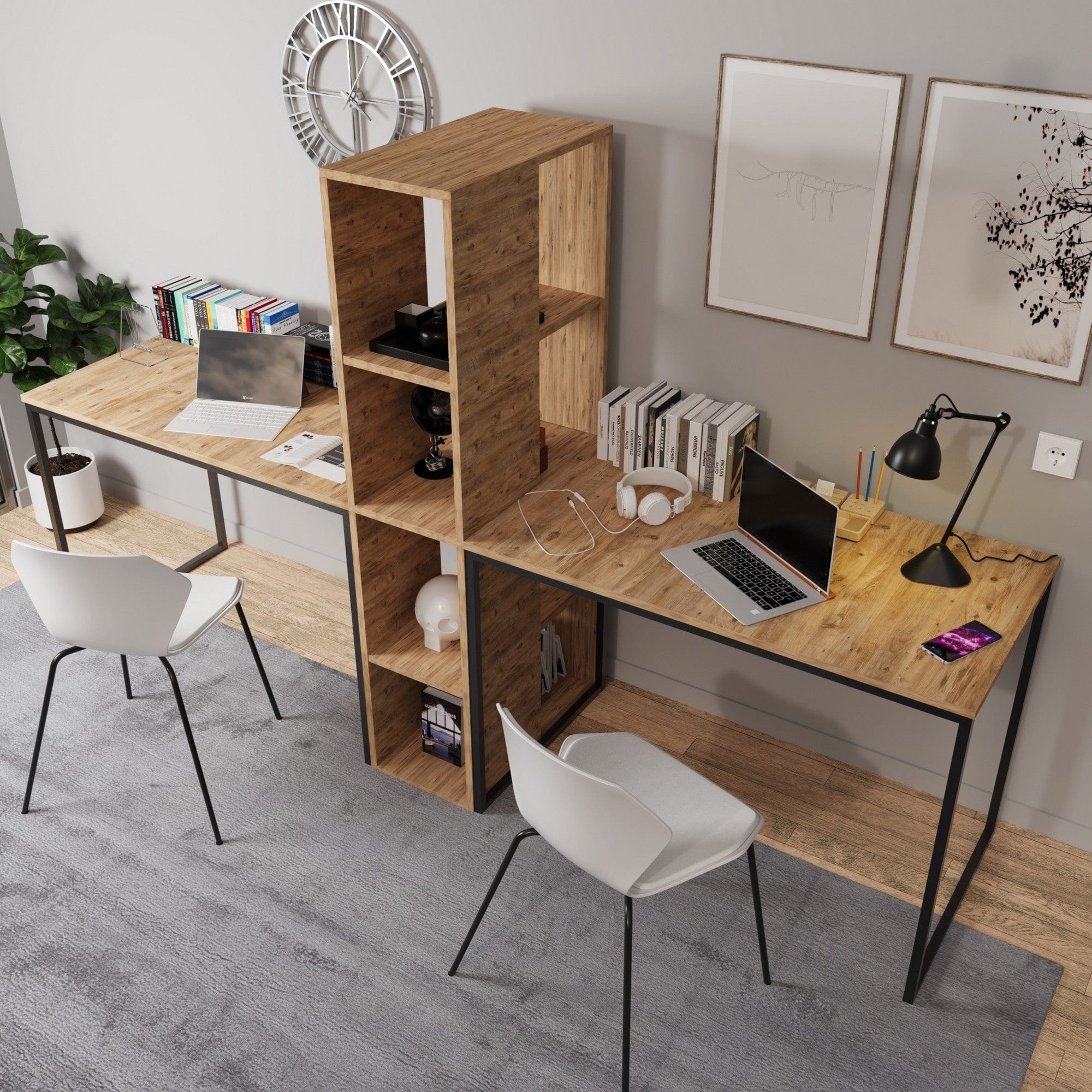 Birou AMSTERDAM OCN-34478, stejar/negru