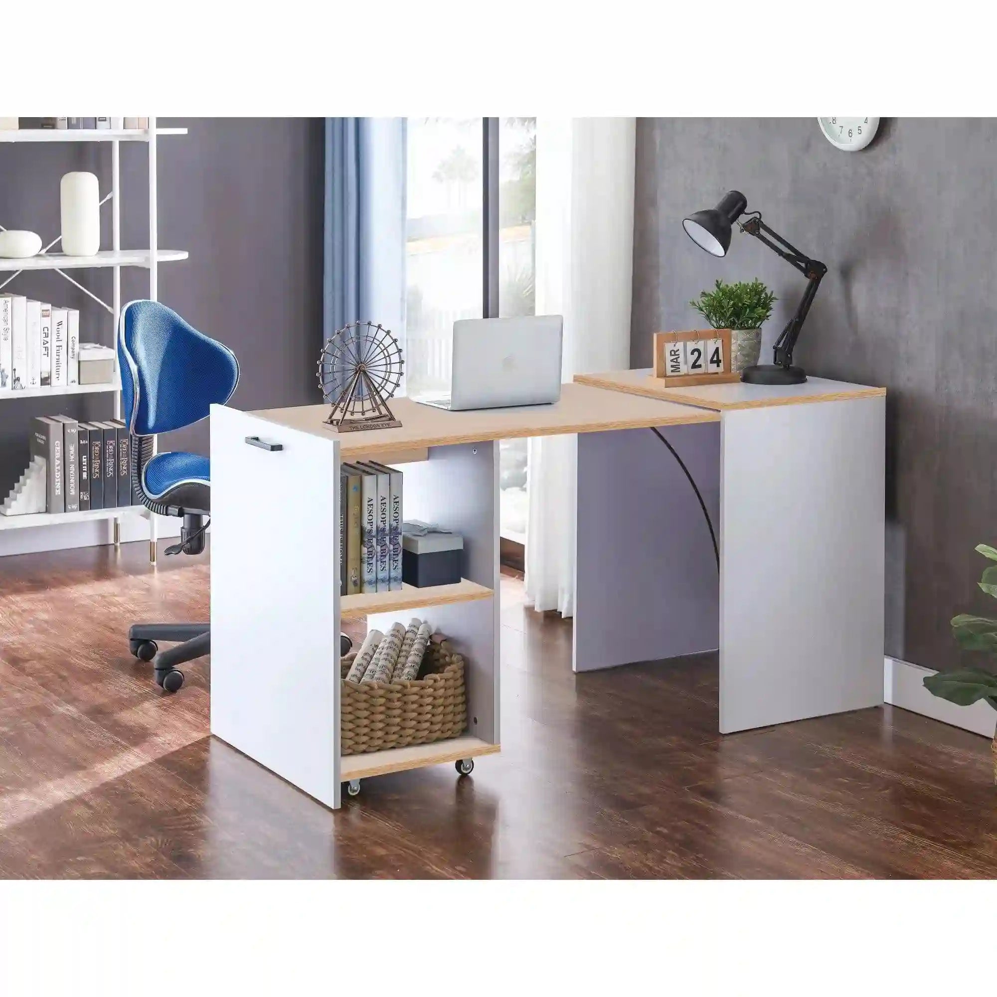 Birou DETROIT OCN-40090, alb/stejar