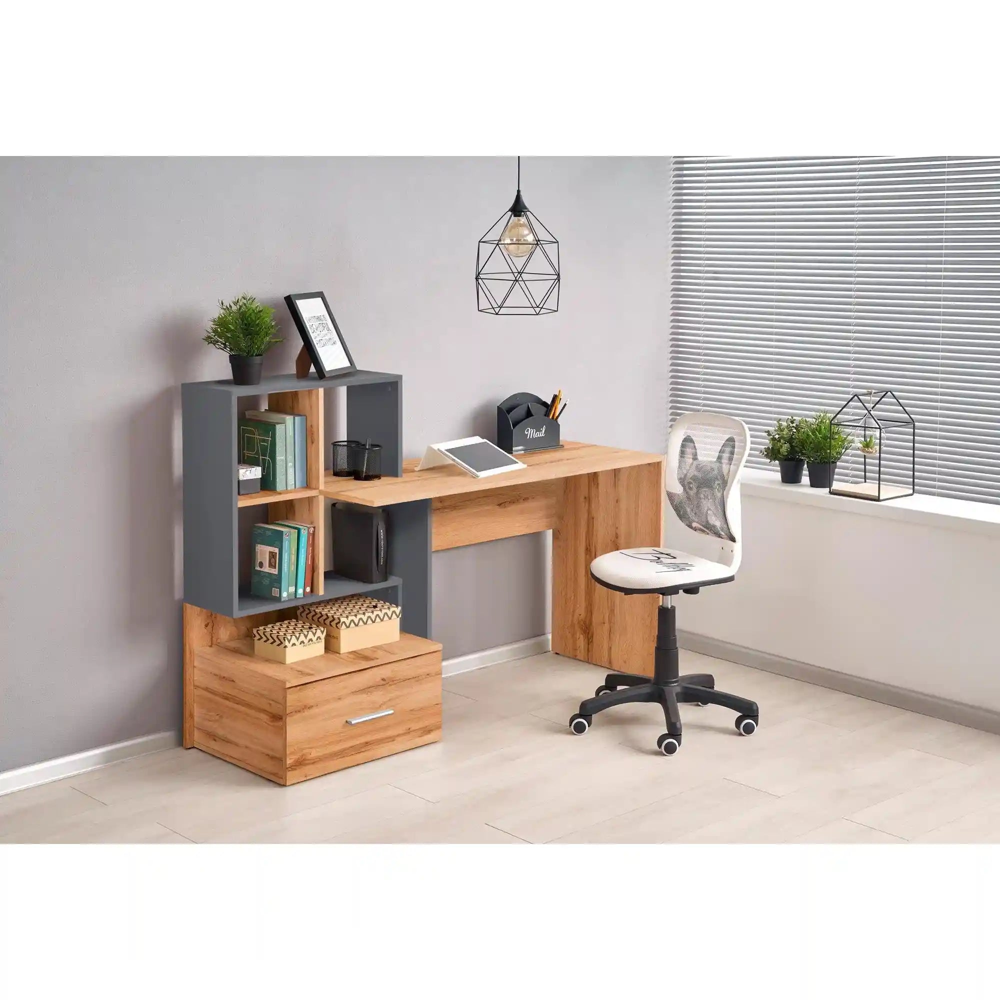 Birou HOUSTON OCN-38228, stejar wotan/gri antracit