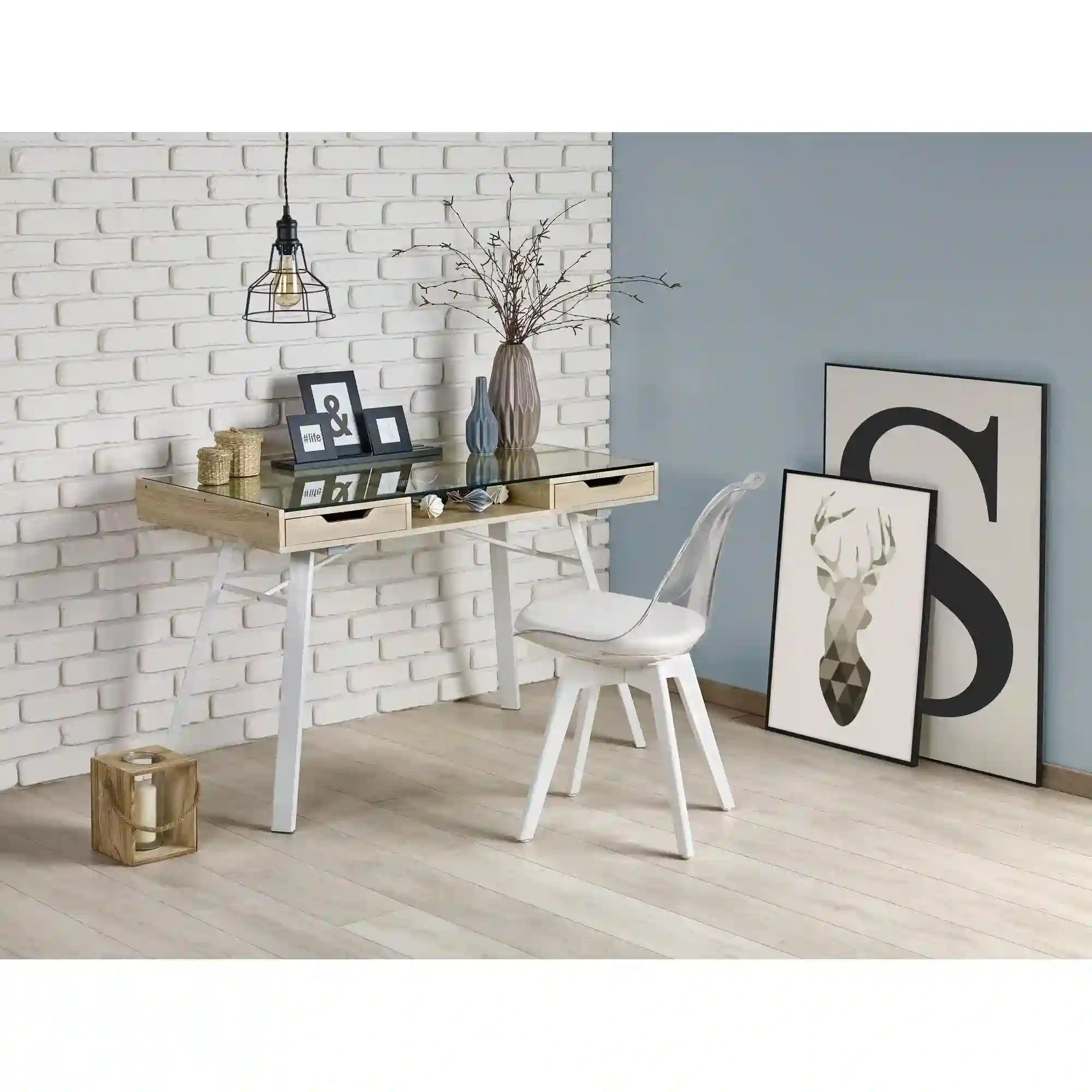 Birou HOUSTON OCN-38243, stejar sonoma/alb