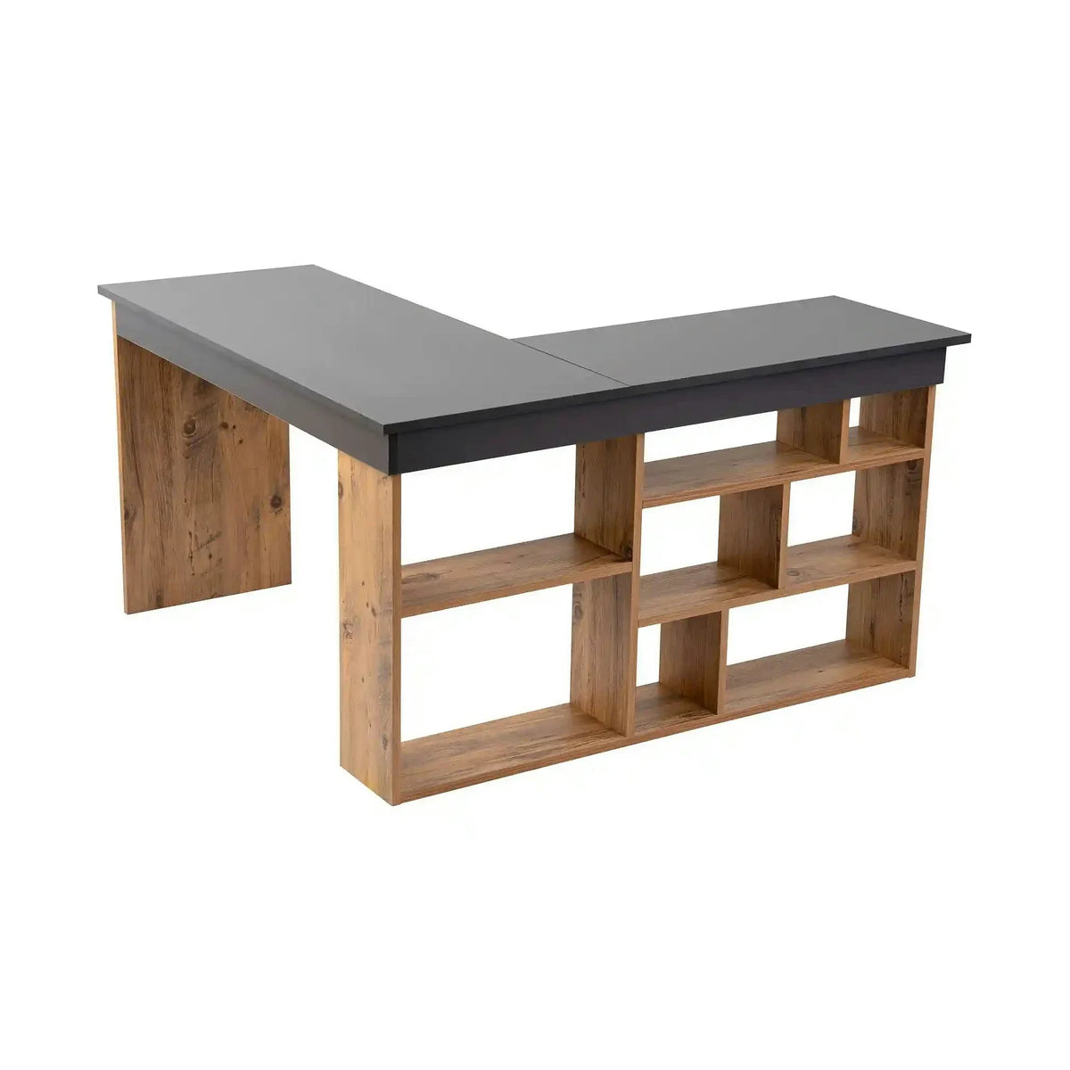 Birou VESPER, gri antracit/pin atlantic, PAL melaminat, 130x120x72 cm