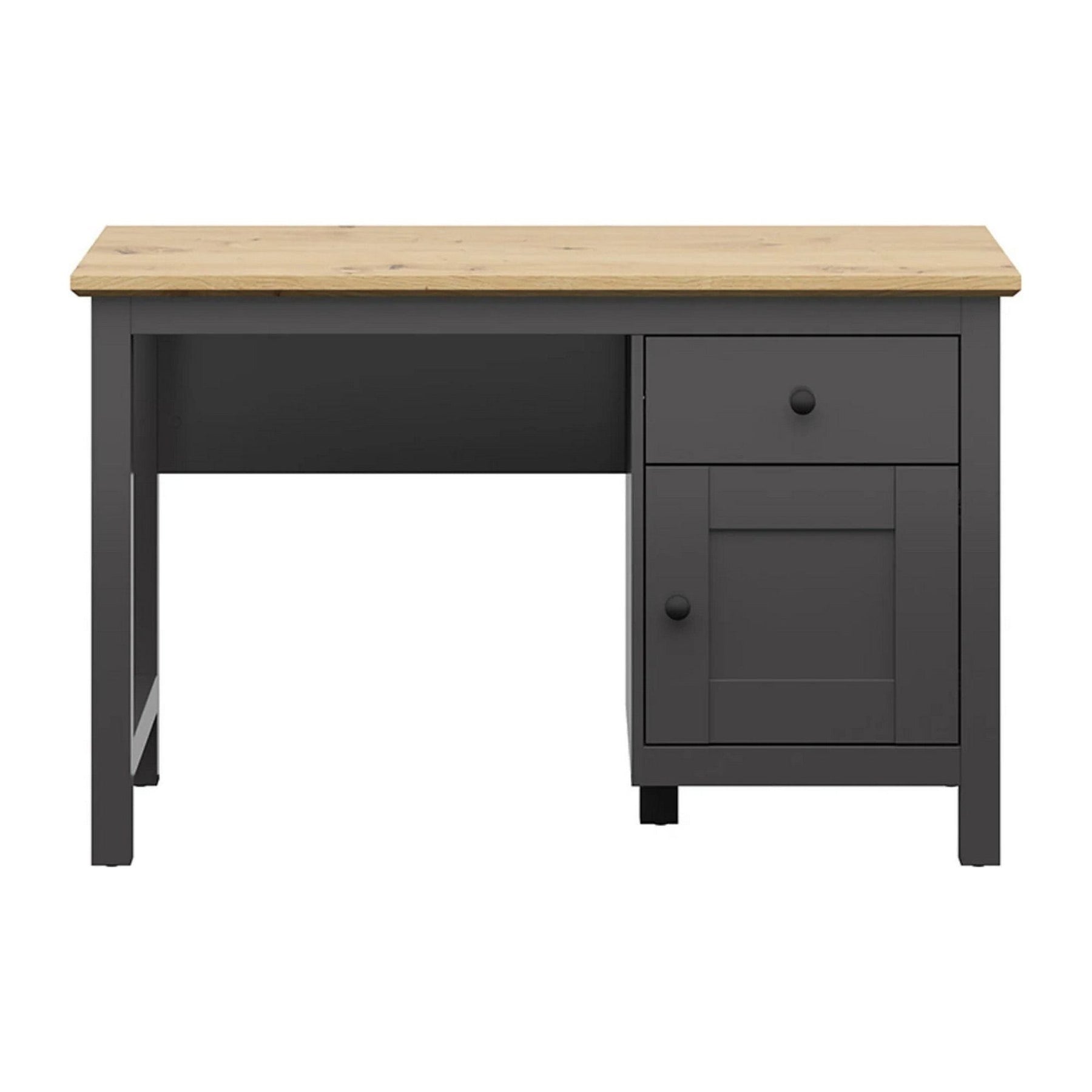 Birou HESEN, gri grafit/stejar artizanal, PAL, 120x60x75 cm