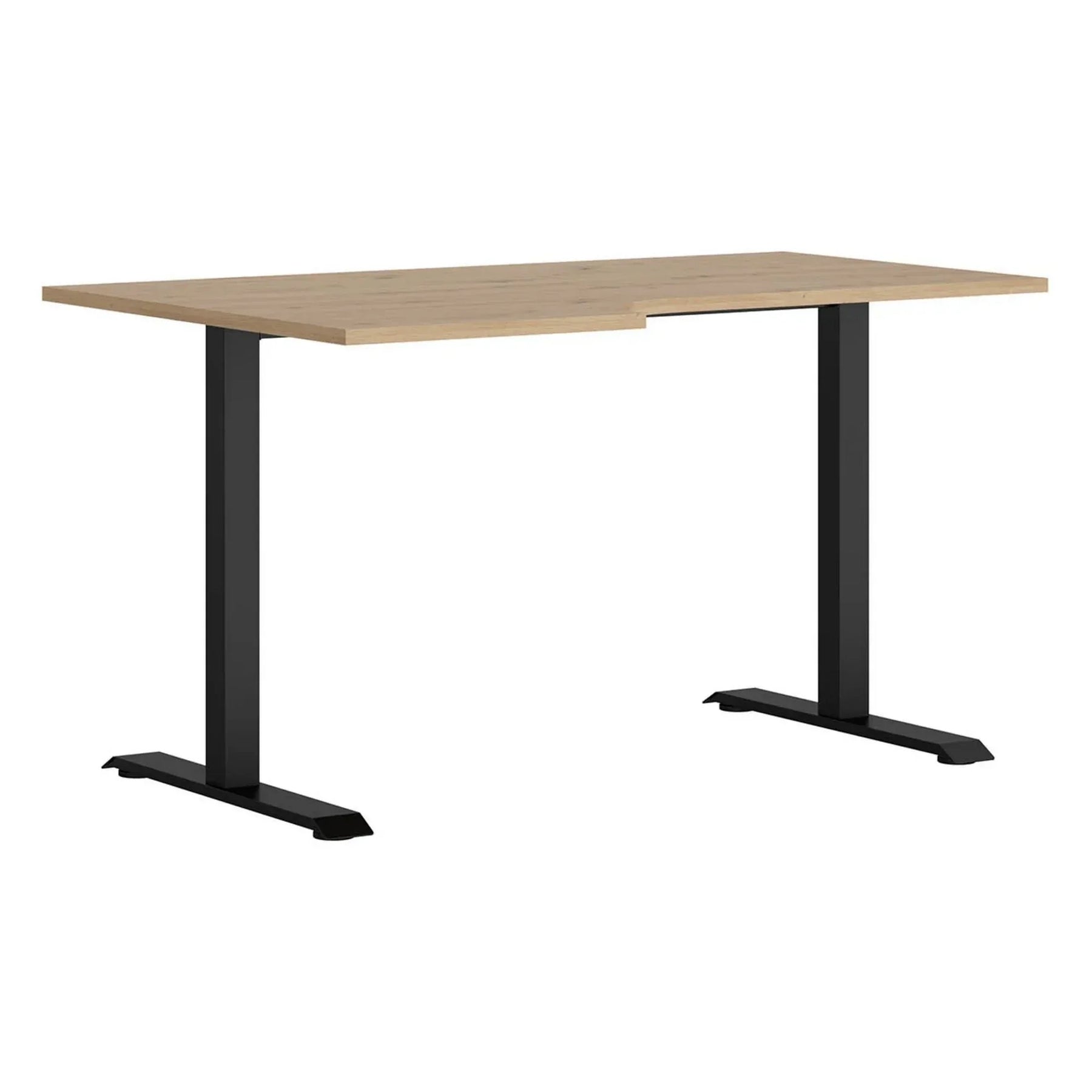 Masa birou SPACE OFFICE, stejar artisan/negru, PAL laminat/metal, pe stanga, 140x90x76 cm