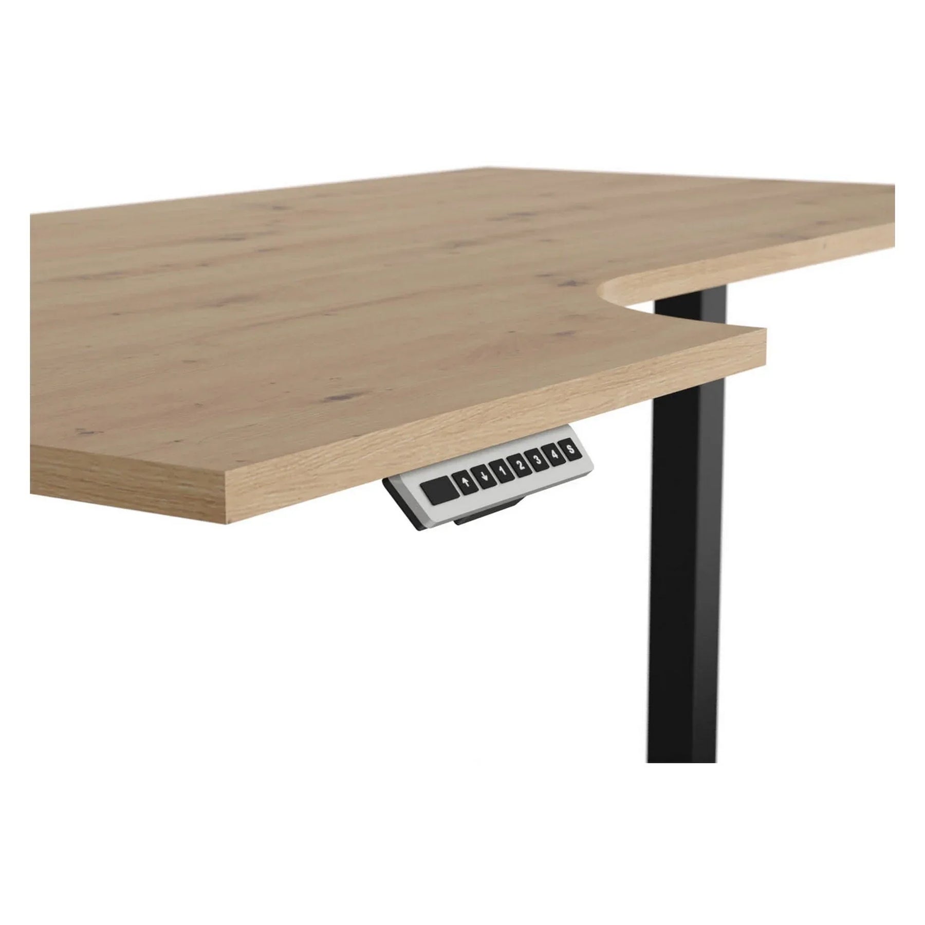 Masa birou SPACE OFFICE, stejar artisan/negru, PAL laminat/metal, pe stanga cu inaltime reglabila, 140x90x72-120 cm