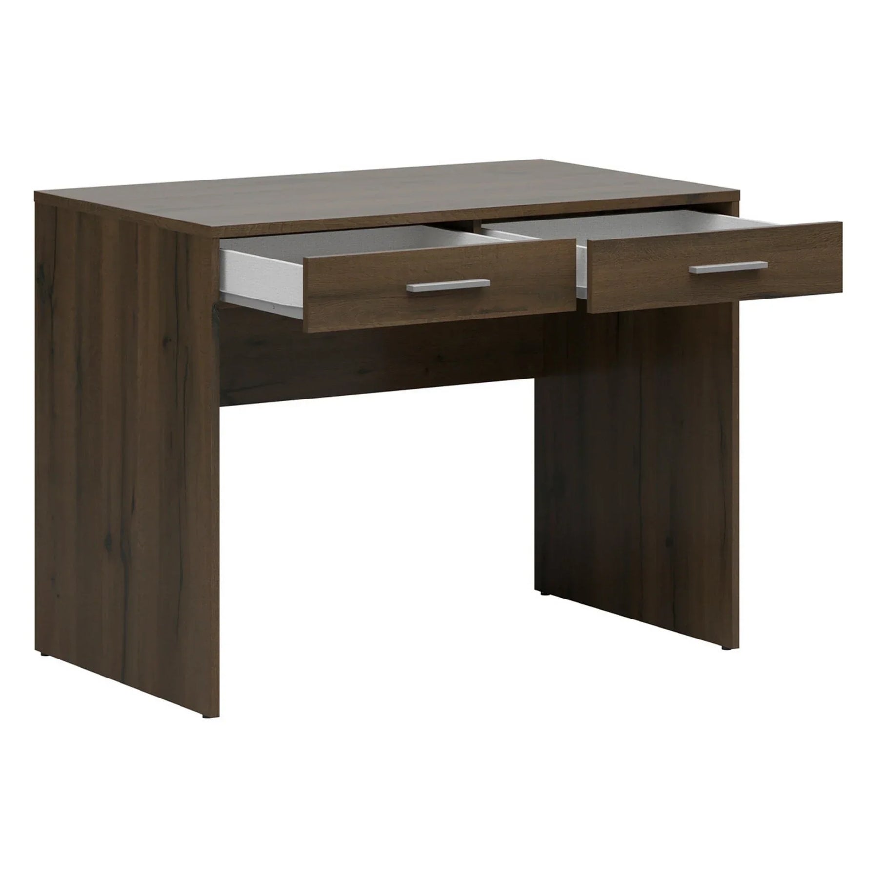 Birou NEPO PLUS, stejar inchis, PAL laminat, cu 2 sertare, 100x59x76 cm