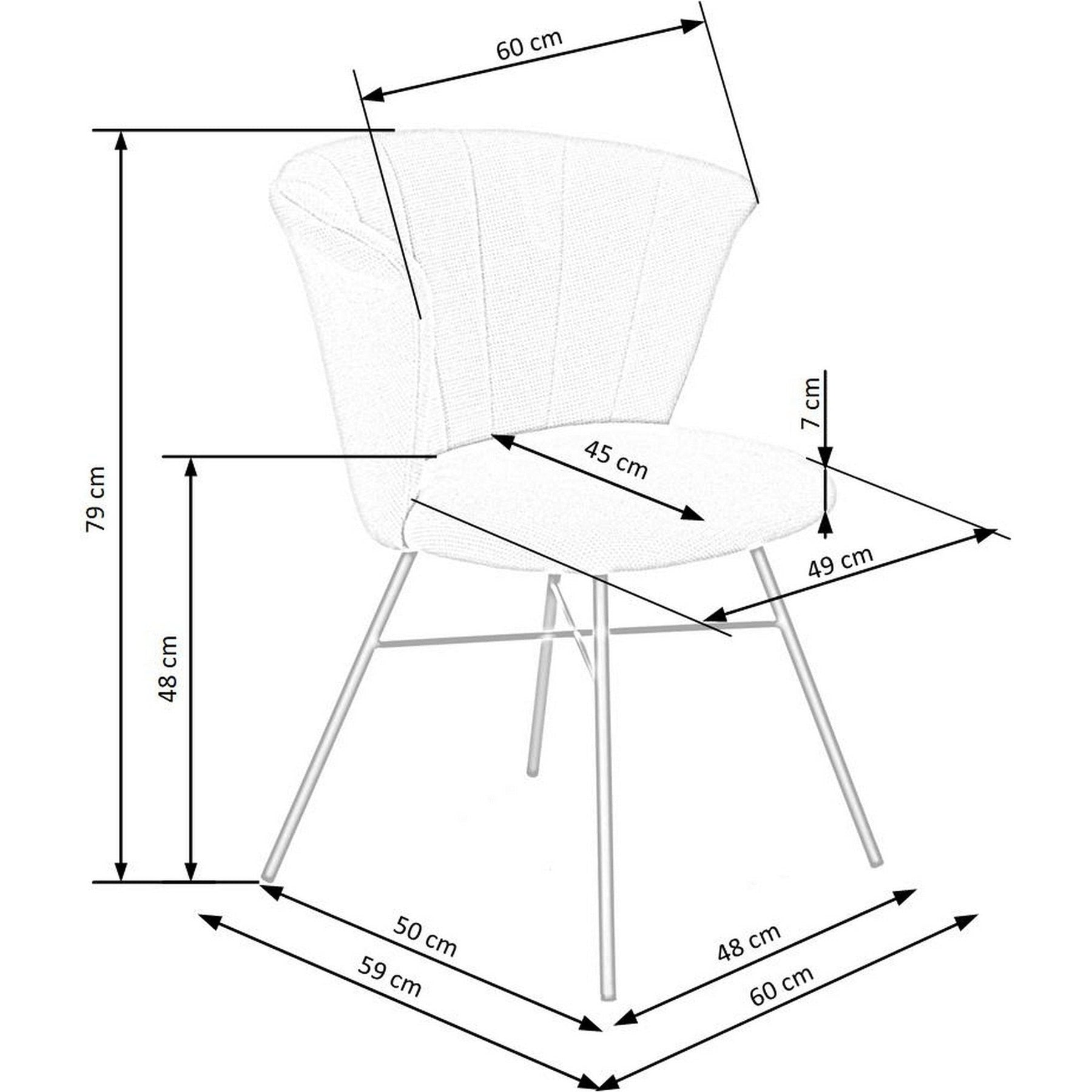 Scaun K459, bej/negru, stofa clasica/otel, 60x59x79 cm