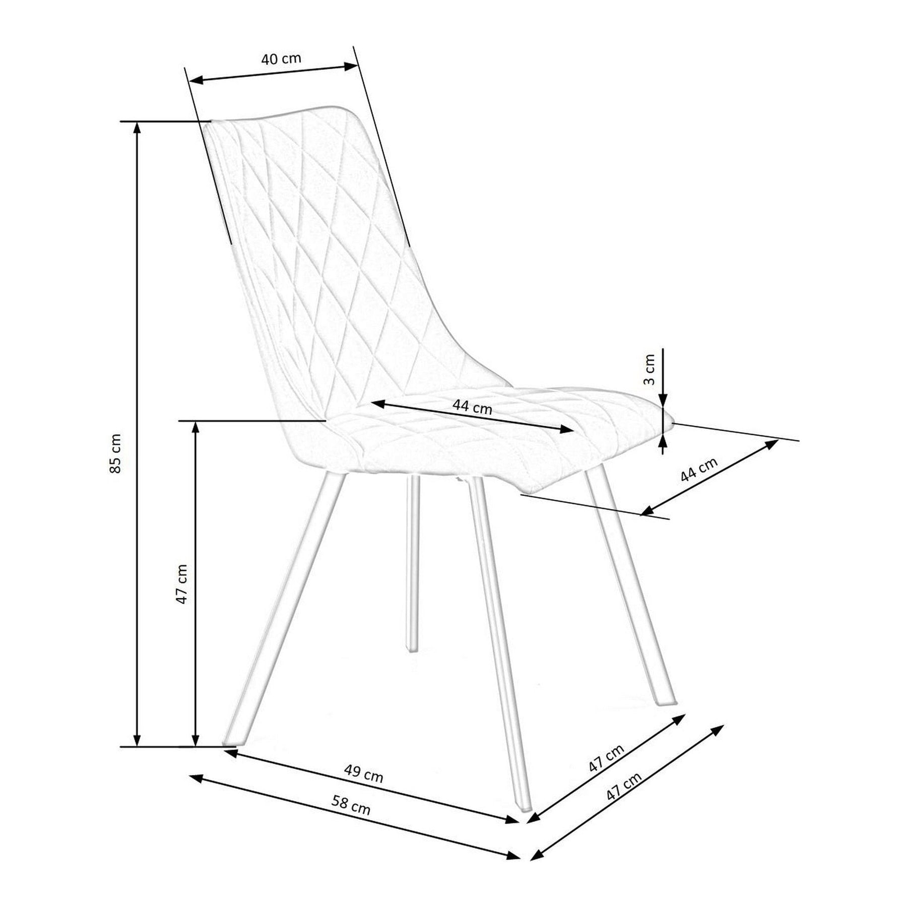 Scaun tapitat K450, galben, stofa catifelata, 44x58x85 cm