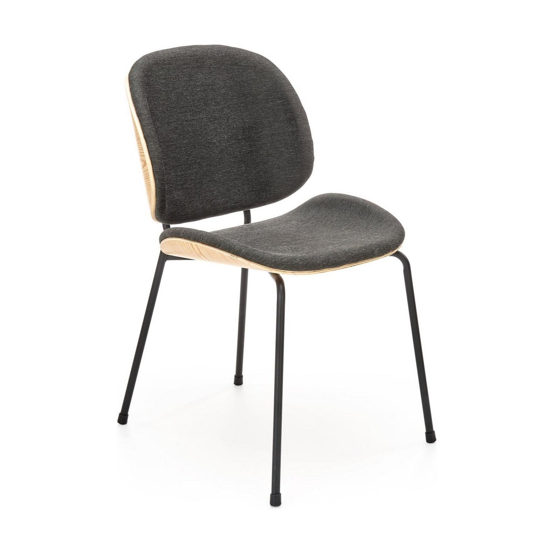 Scaun K467, gri inchis/stejar, stofa clasica/placaj/metal, 47x57x81 cm