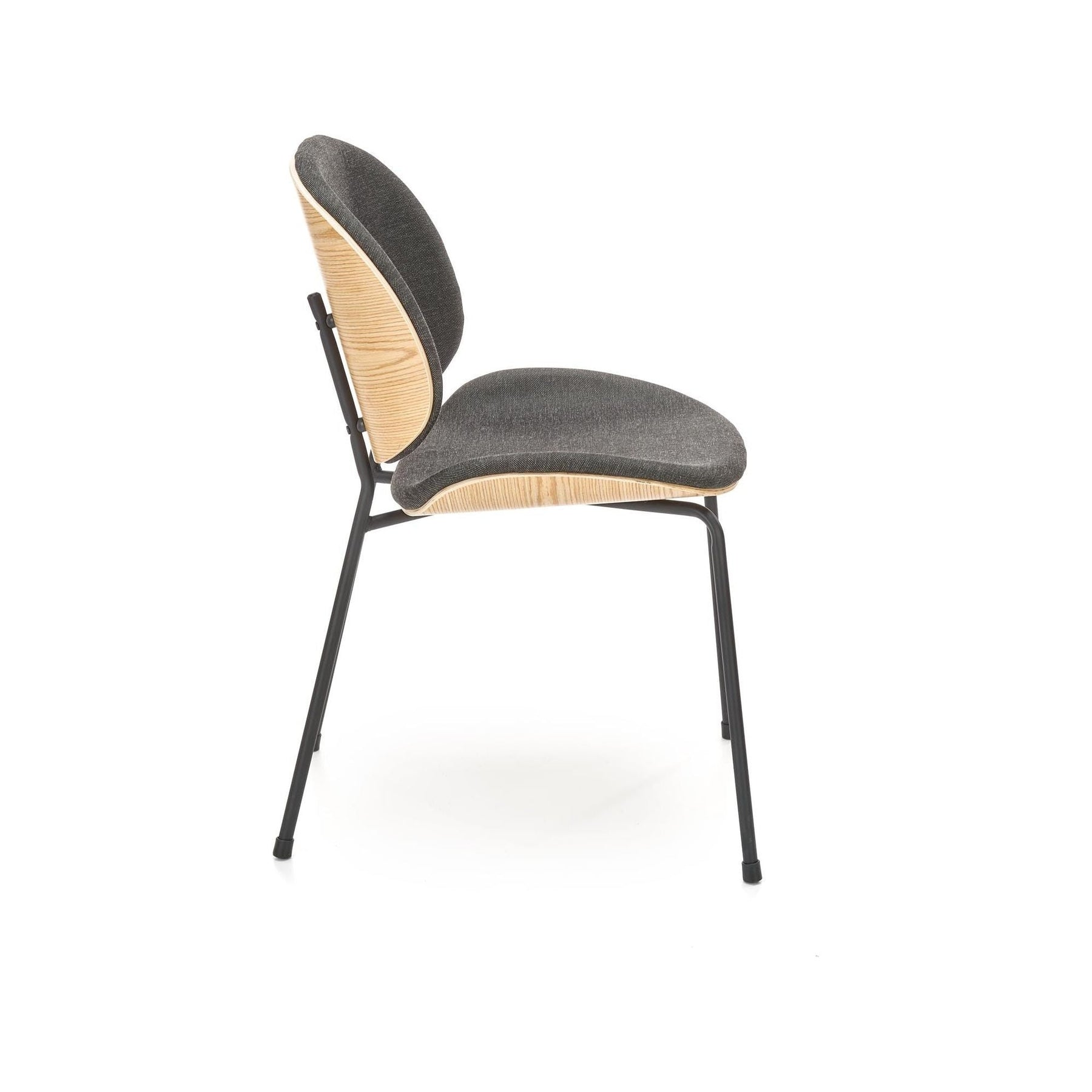 Scaun K467, gri inchis/stejar, stofa clasica/placaj/metal, 47x57x81 cm