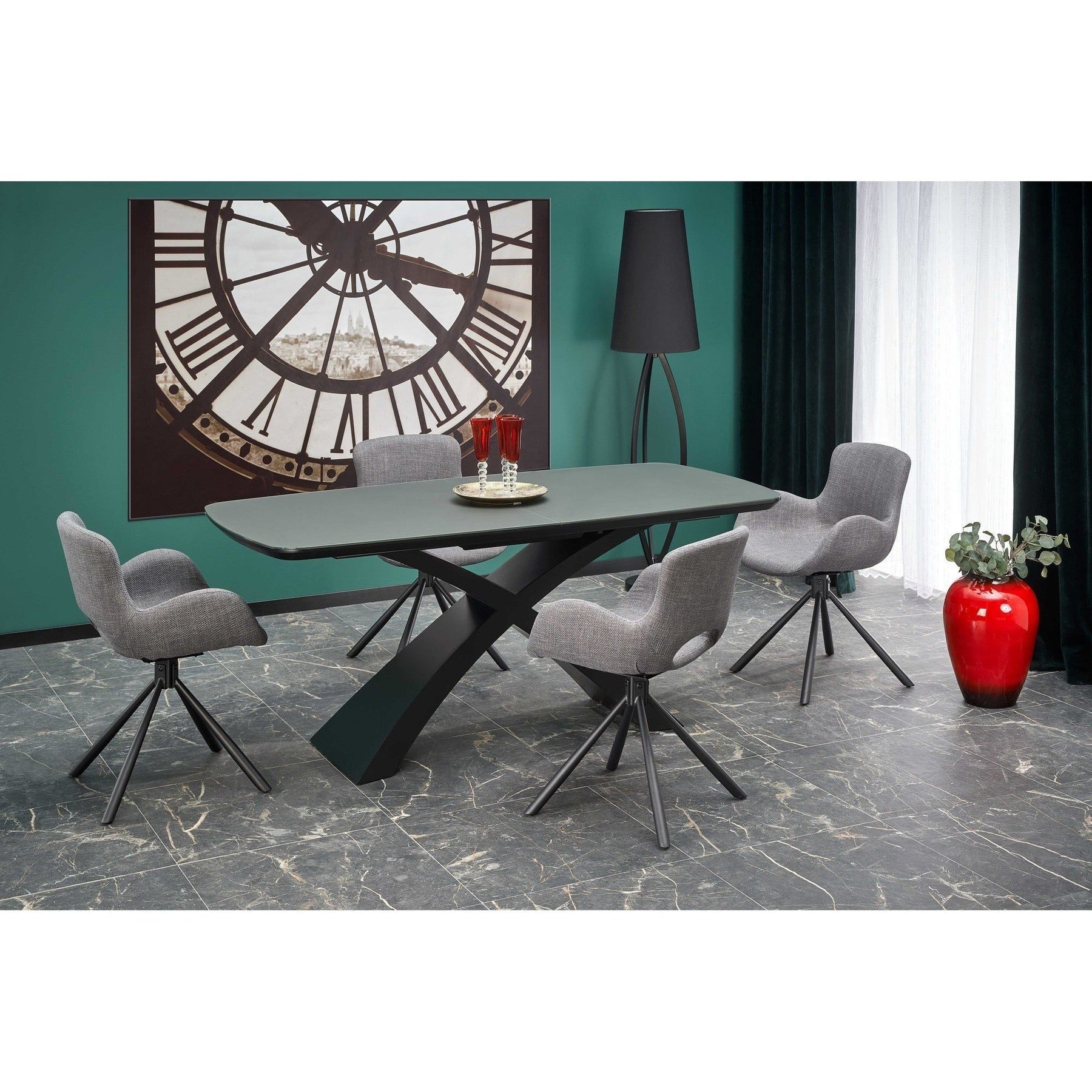 Scaun K475, gri/negru, stofa clasica/metal, 59x58x81 cm