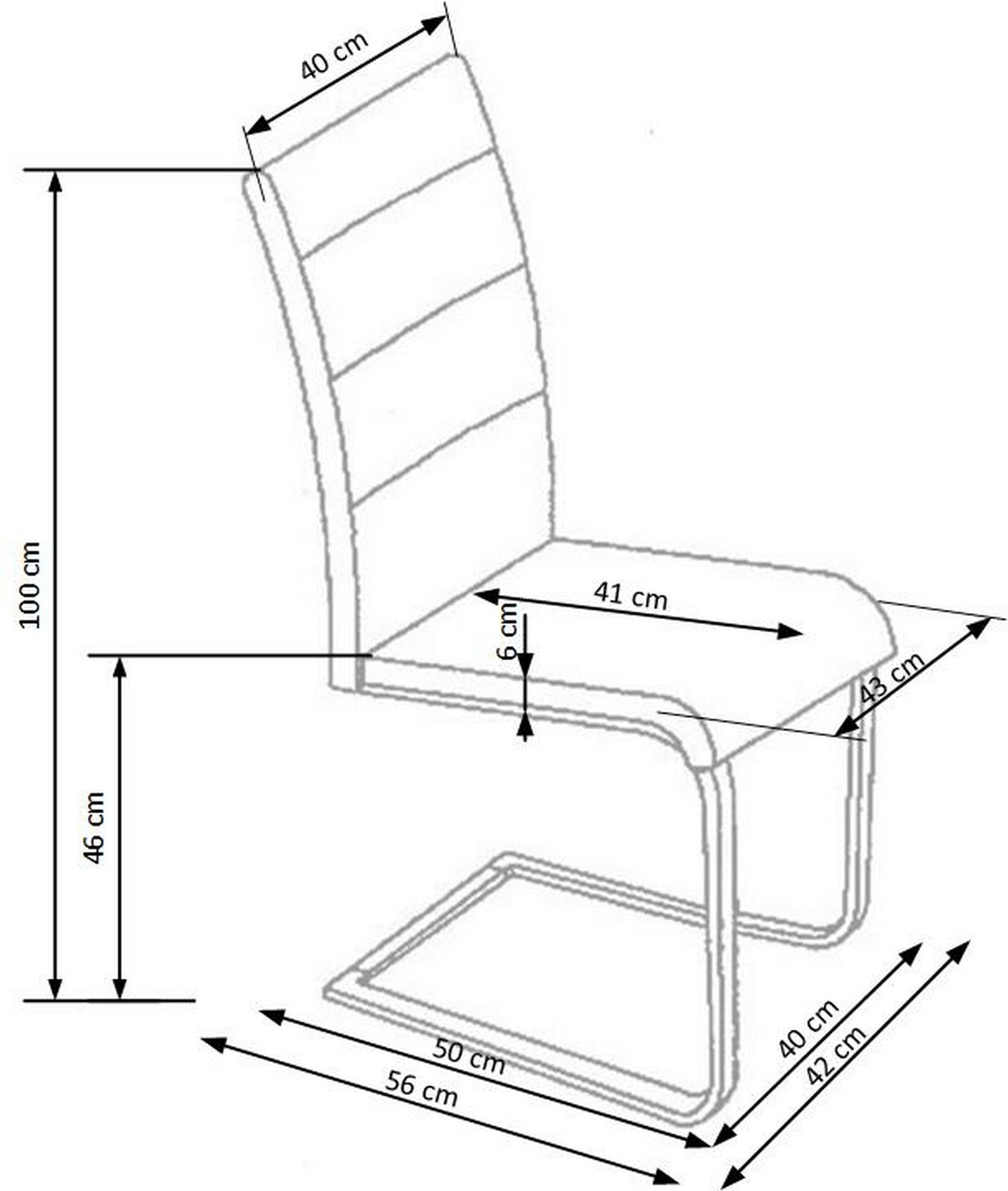 Scaun K85, cappuccino/crom, piele ecologic/metal, 42x56x100 cm