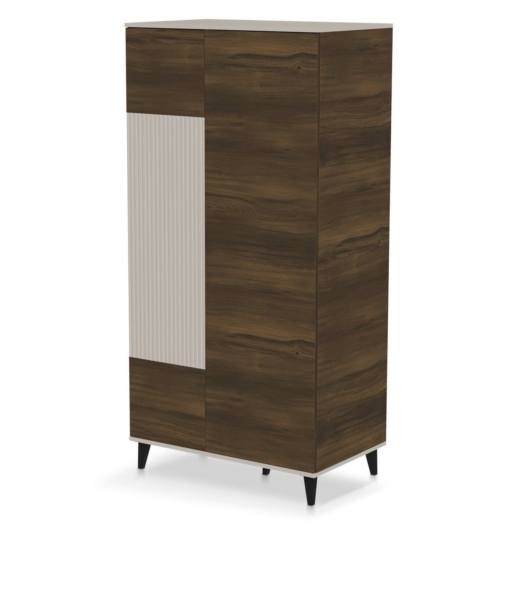 Dulap RANDOM 2 S-1, nuc/casmir/negru, PAL furniruit/polipropilena, cu 2 usi, 90x55x182 cm