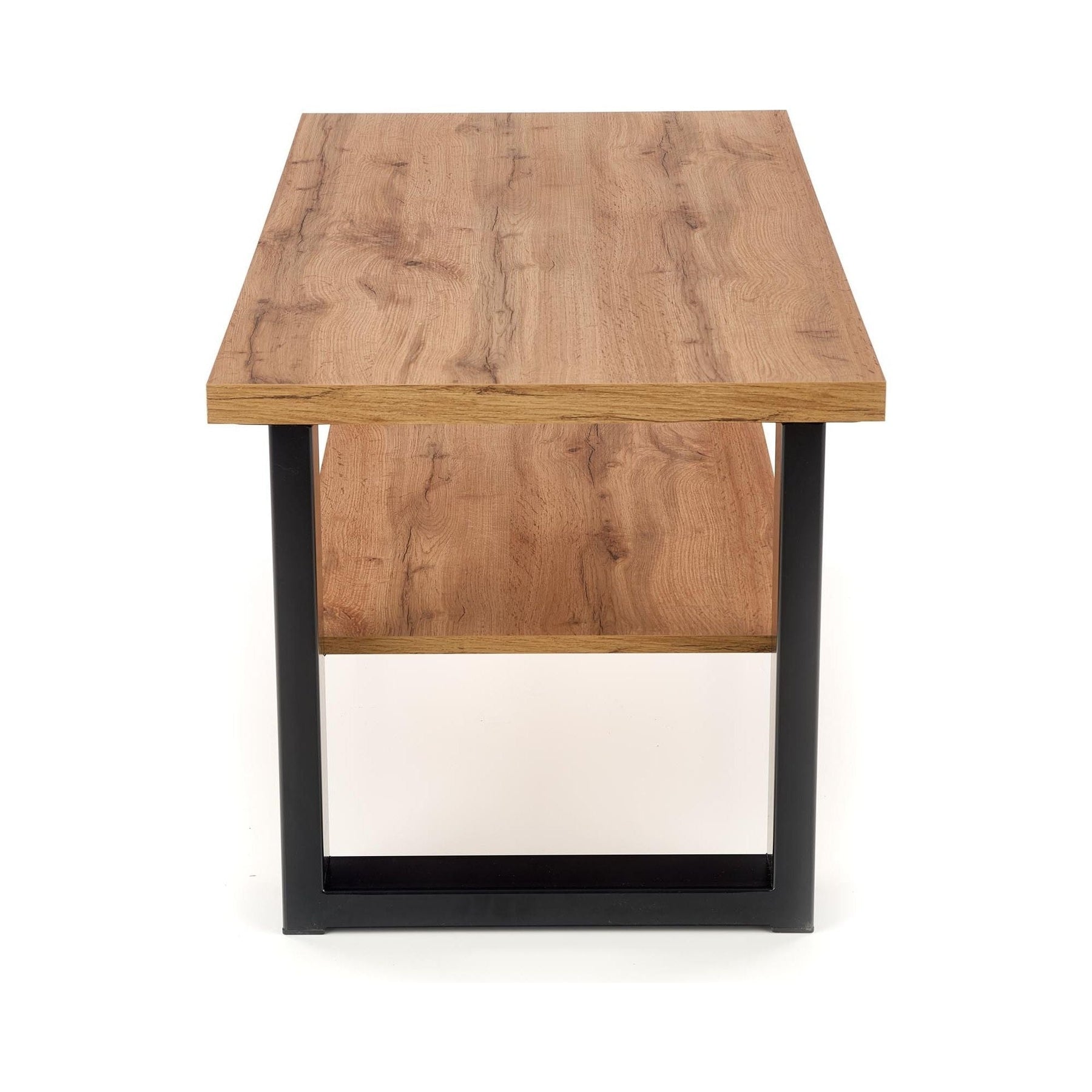 Masuta cafea VENOM U, stejar/negru, furnir/metal, 120x60x55 cm