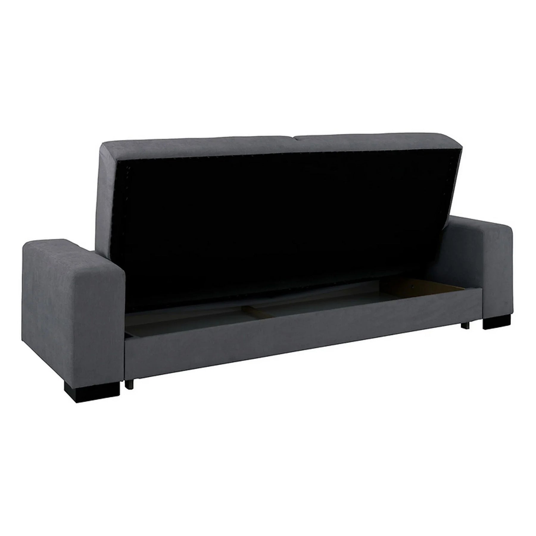 Canapea extensibila RUBIO, stofa catifelata gri - Matrix 17, cu lada depozitare, 232x95x81 cm