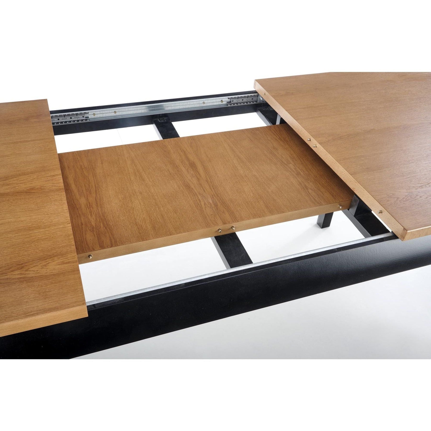 Masa extensibila WINDSOR, stejar/negru, furnir/lemn masiv, 160/240x90x76 cm