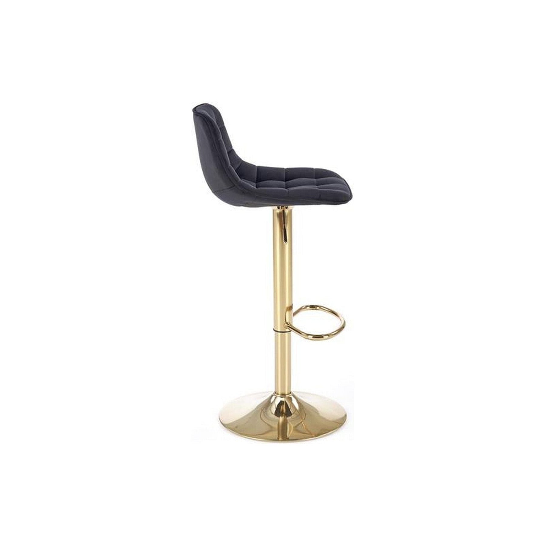 Scaun de bar H120, negru/auriu, stofa catifelata, 43x44x84 cm