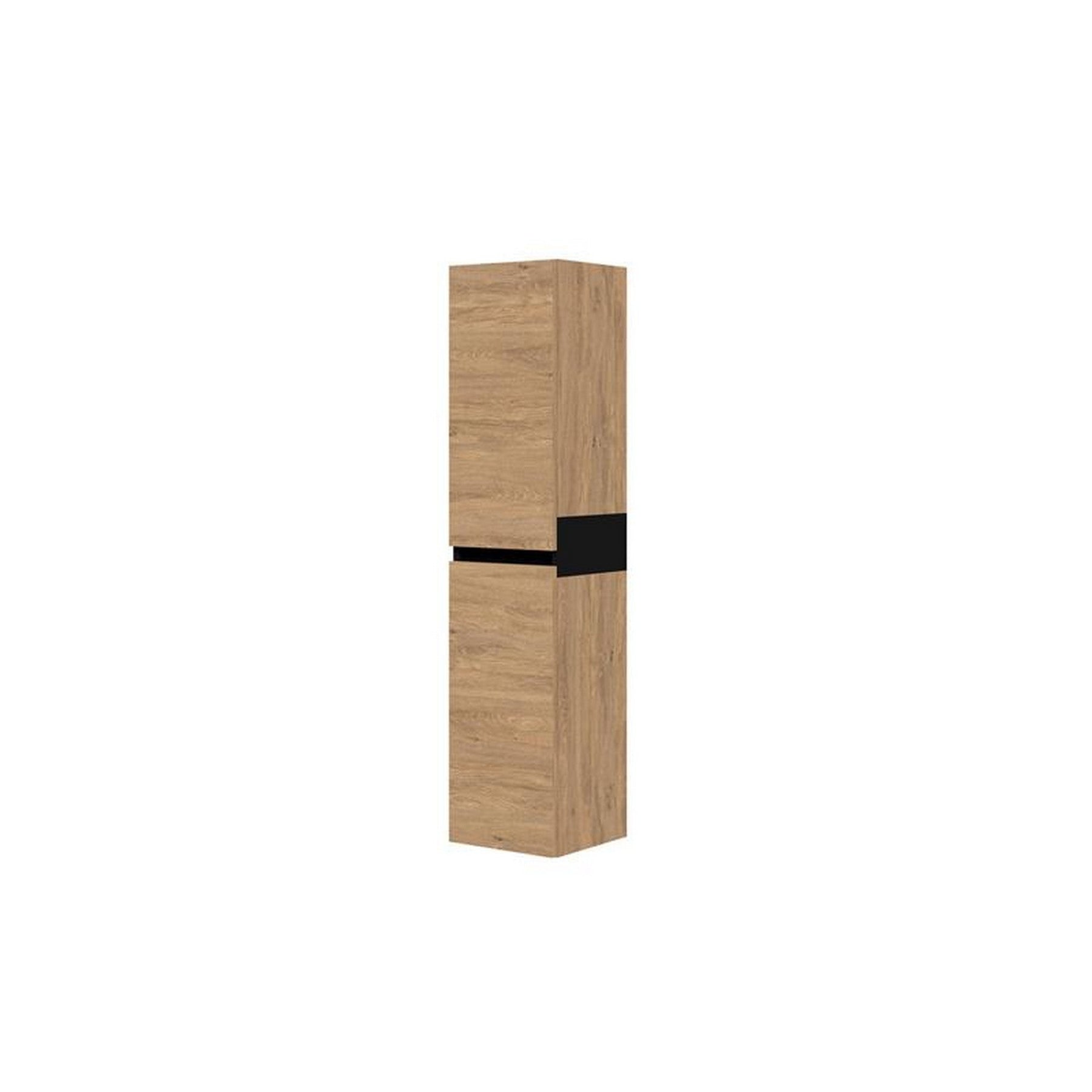 Dulap baie suspendat DUESA, stejar auriu/negru, PAL laminat, cu 2 usi, 30x30x134 cm