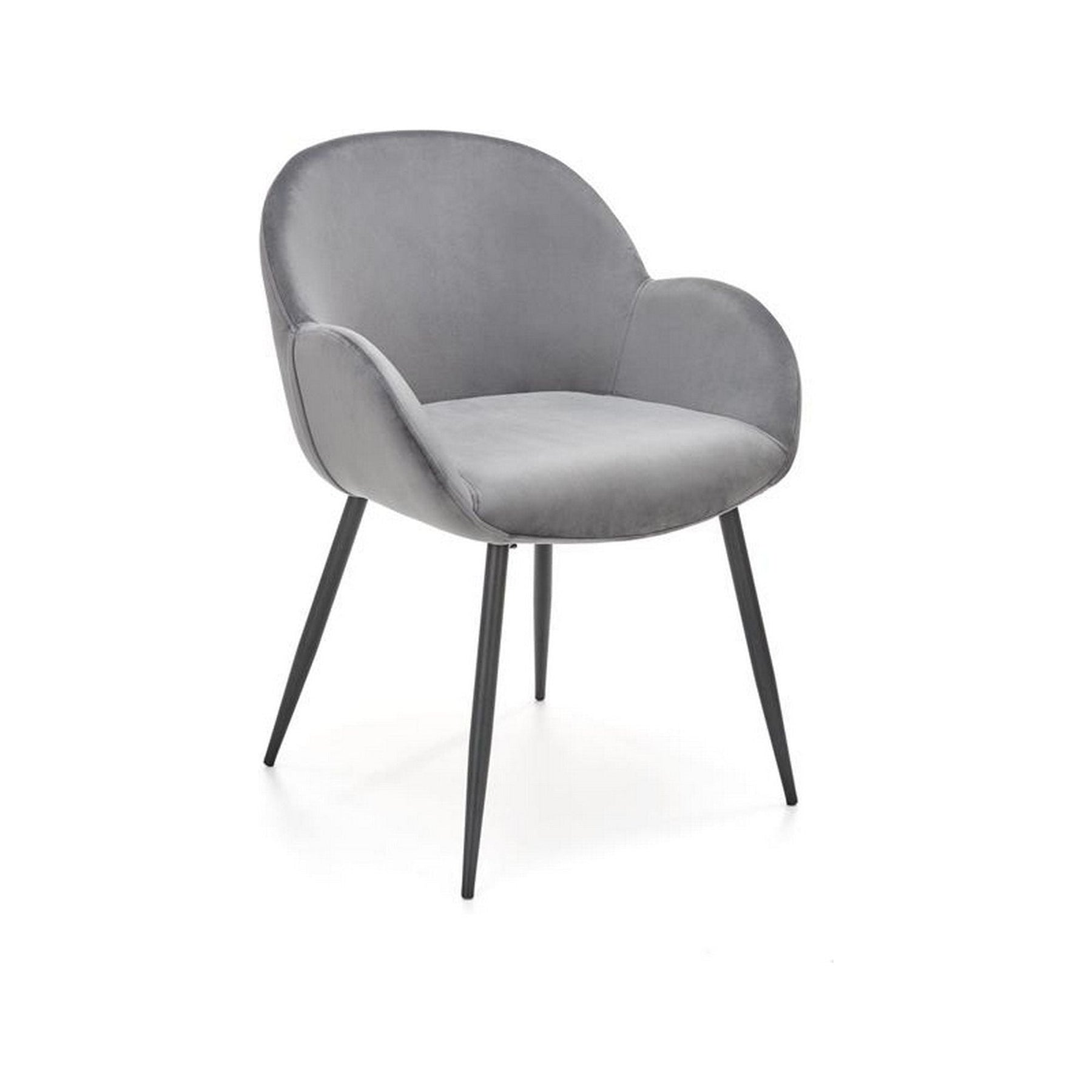 Scaun K480, stofa catifelata gri, 59x59x79 cm