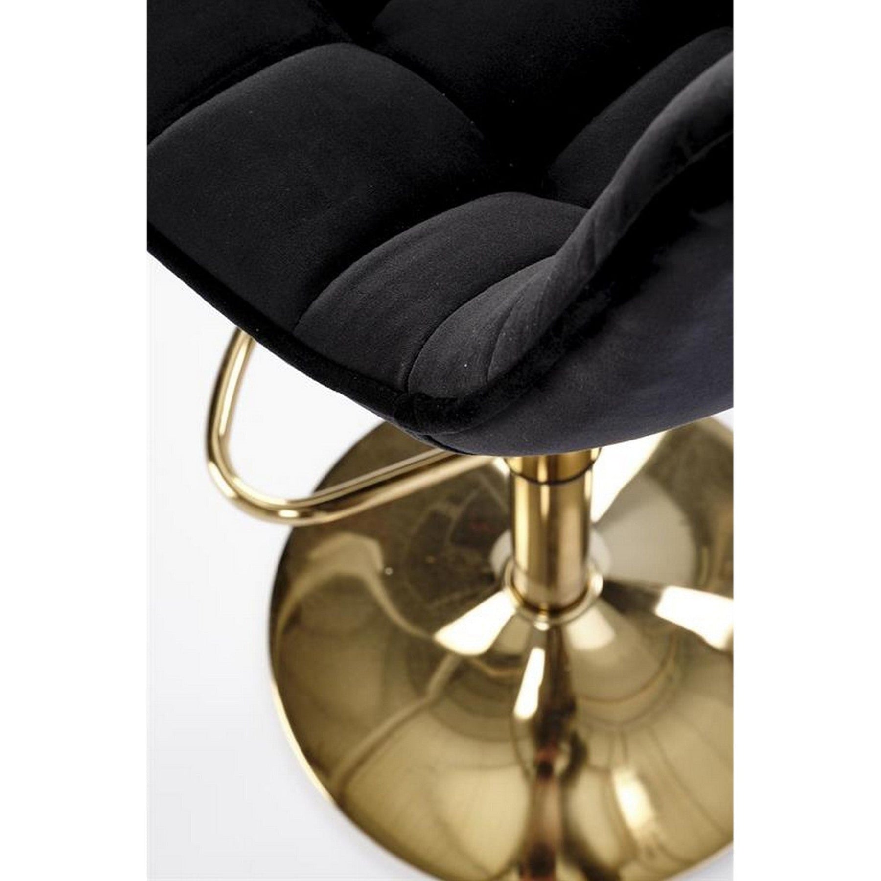 Scaun de bar H120, negru/auriu, stofa catifelata, 43x44x84 cm
