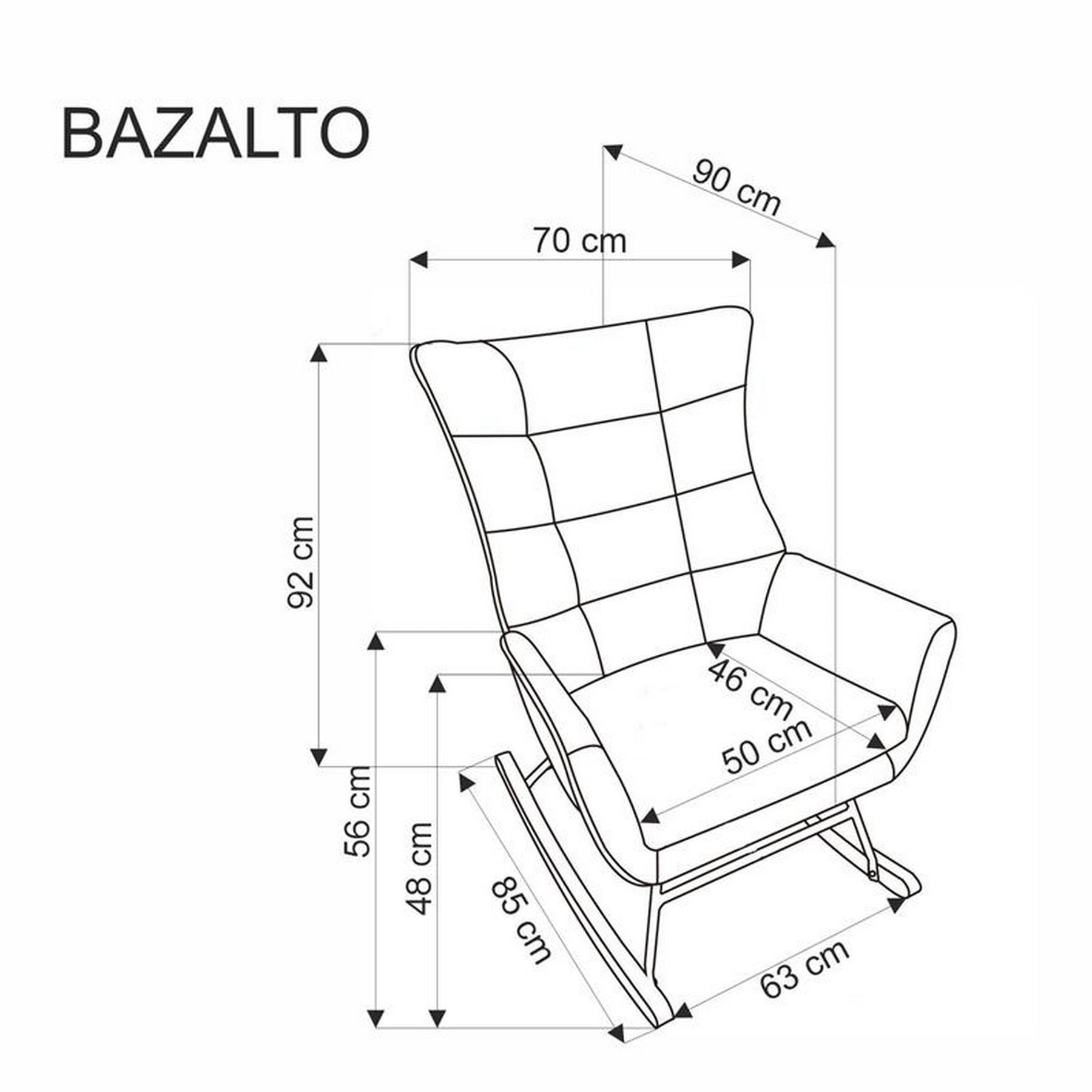 Fotoliu balansoar BAZALTO, galben/negru, stofa catifelata - Bluvel 68, 70x90x92 cm