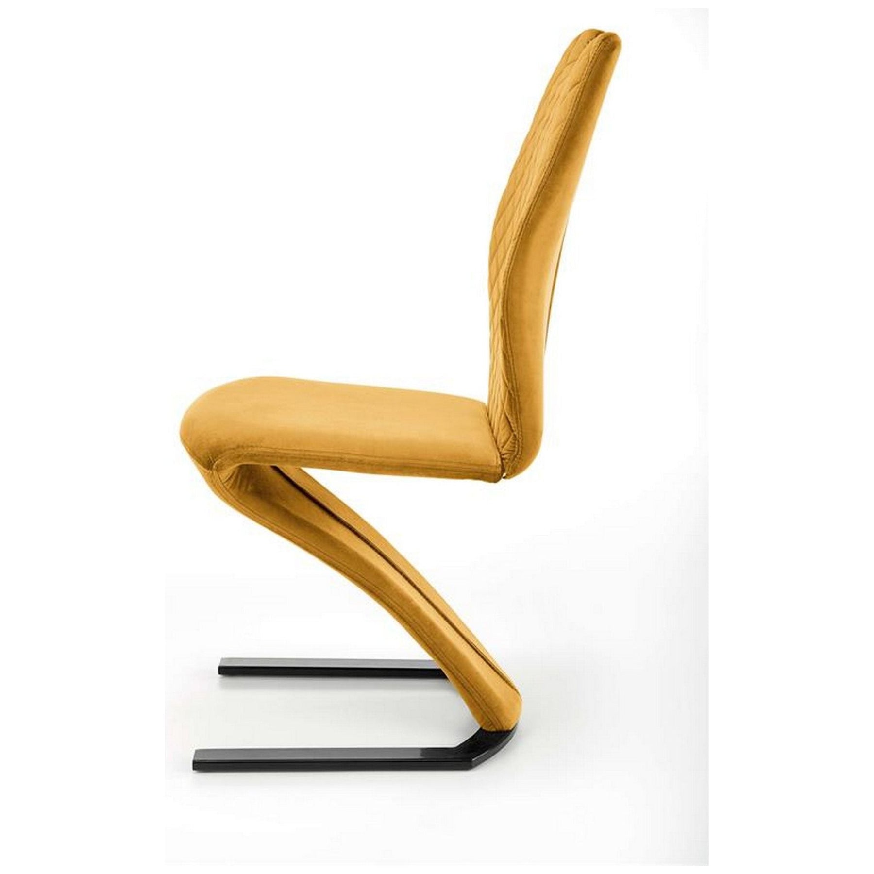 Scaun tapitat K442, galben, stofa catifelata, 46x61x102 cm