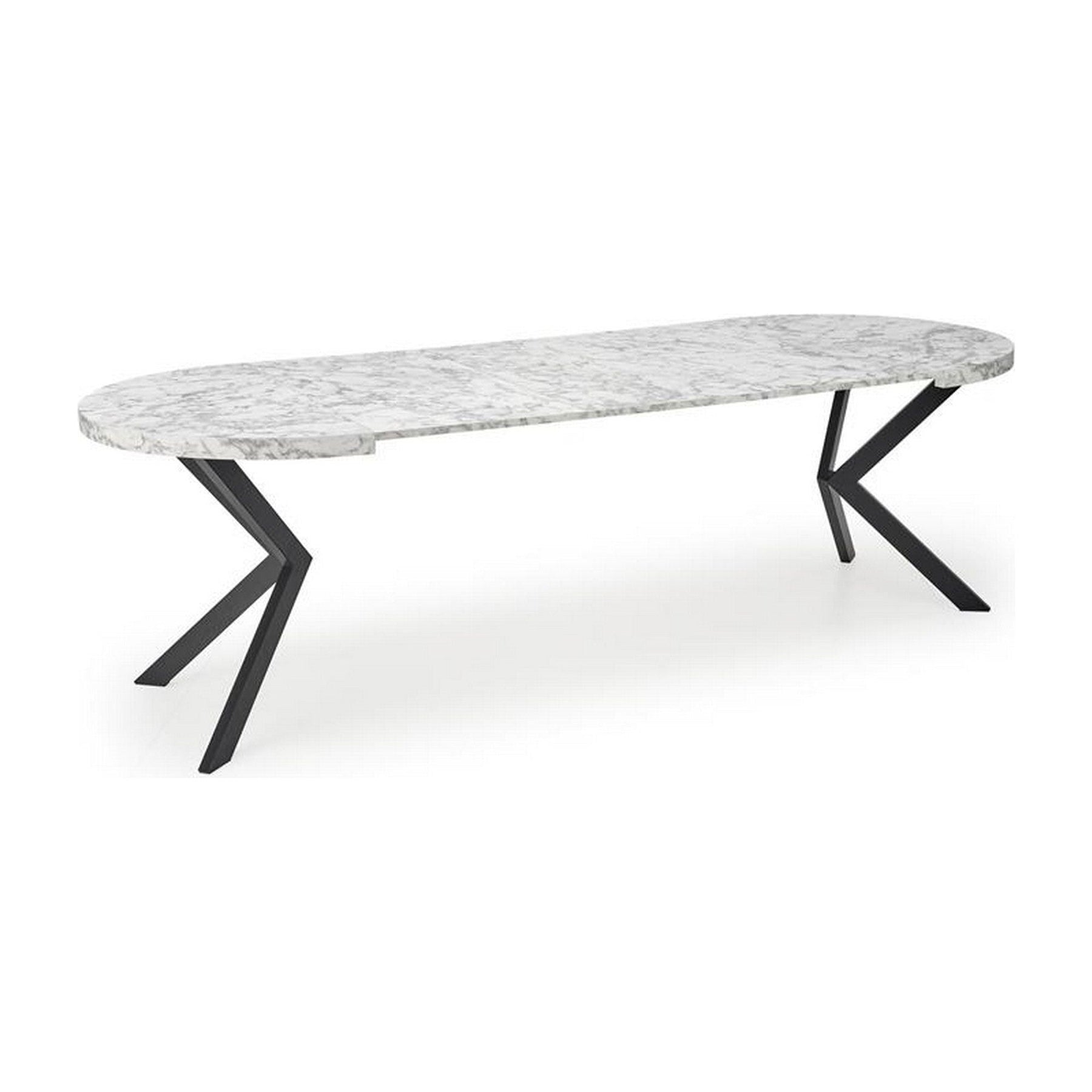 Masa extensibila PERONI, alb/gri/negru, PAL furniruit /otel, 100/250x100x75 cm