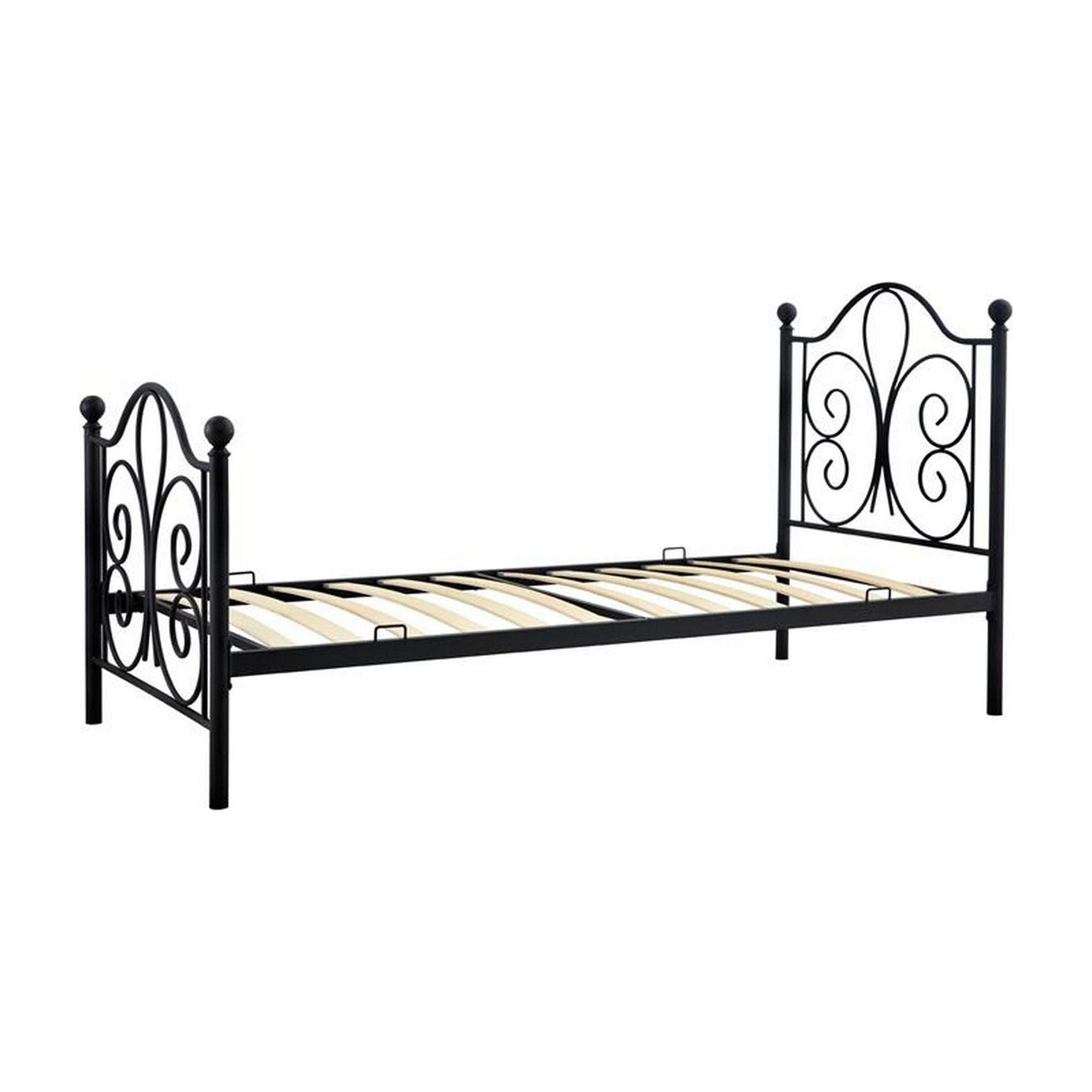 Pat PANAMA 90, negru, cadru metalic, 94x209x93 cm