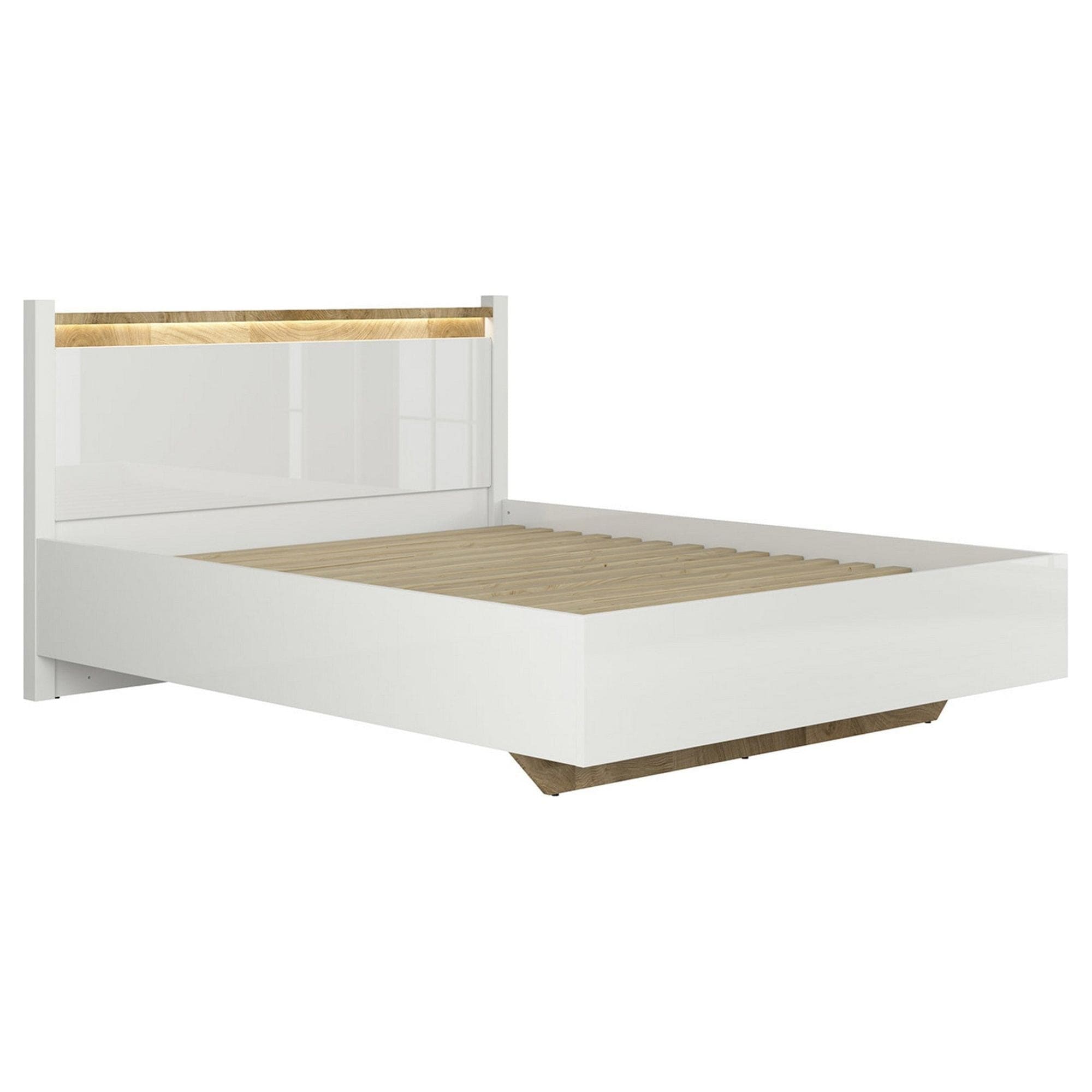 Cadru pat 160x200 BERGEN OCN-28701, alb/stejar